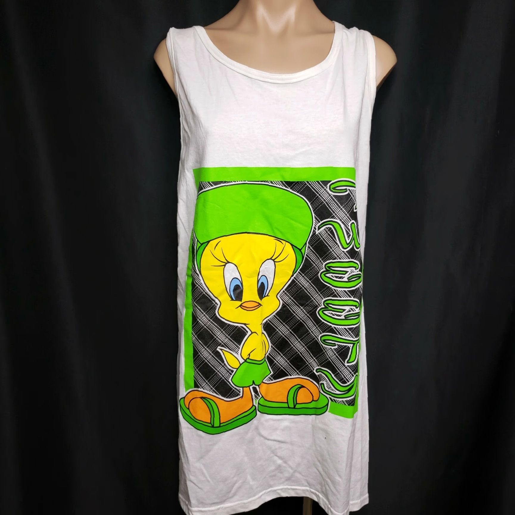 Vintage VINTAGE Tweety Bird Racerback Tank Top Looney Tunes One Size Reg Unisex Adult White 1990s Graphic Tee Shirt Size ONE SIZE - 2 Thumbnail