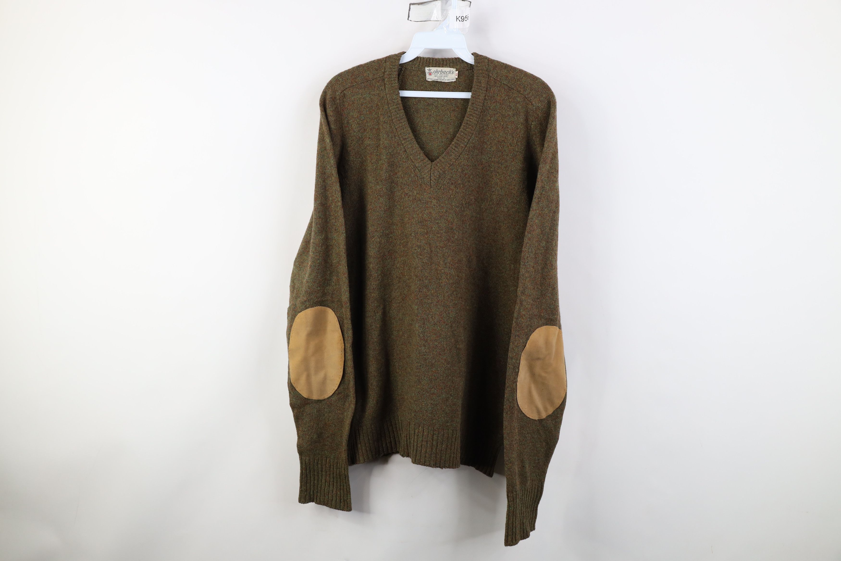 Vintage Vintage 50s Fleck Elbow Patch Wool Knit V-Neck Sweater Size US XL / EU 56 / 4 - 1 Thumbnail