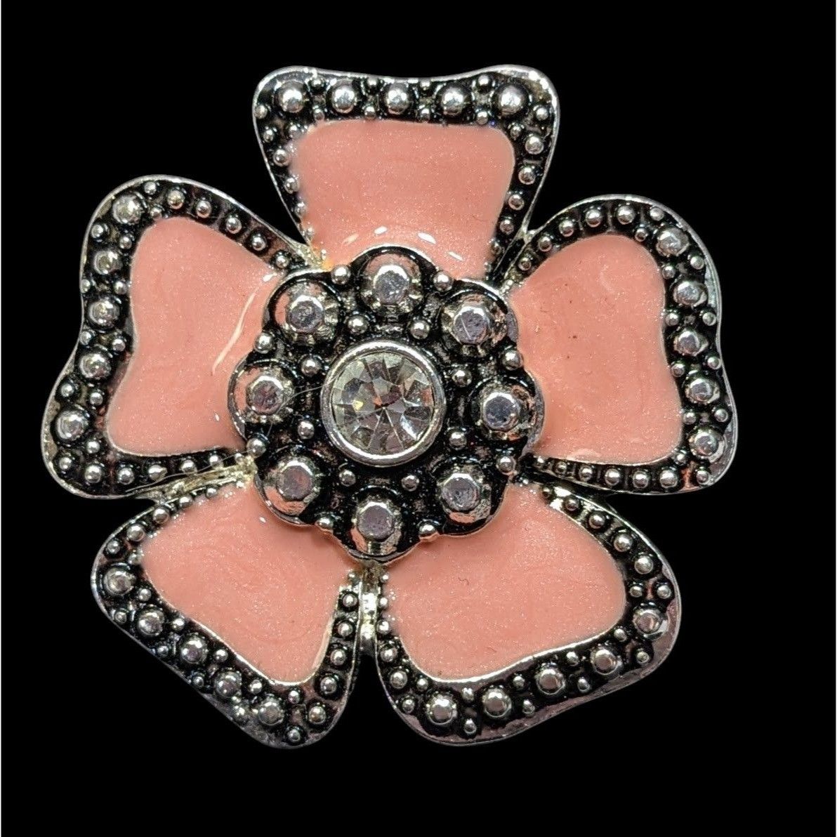 Other Vintage Fairycore Floral Pink Enamel Brooch/Pendant With Rhi Size ONE SIZE - 1 Thumbnail