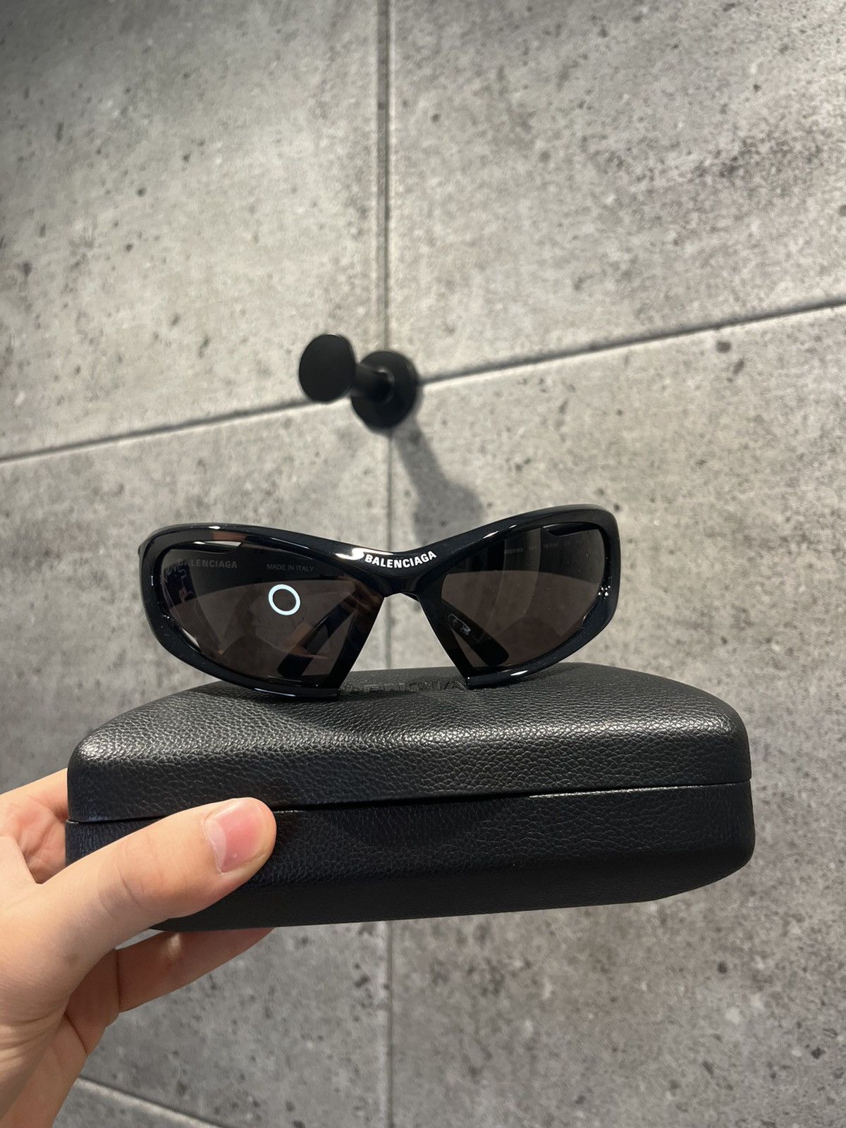 image of Balenciaga Dynamo Rectangle Sunglasses in Black, Men's