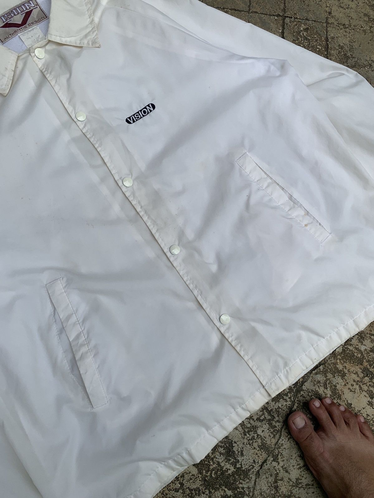 Vintage × Vision Streetwear 1990s Vision Street Wear USA White Embroidery Coach Jacket Size US L / EU 52-54 / 3 - 5 Thumbnail