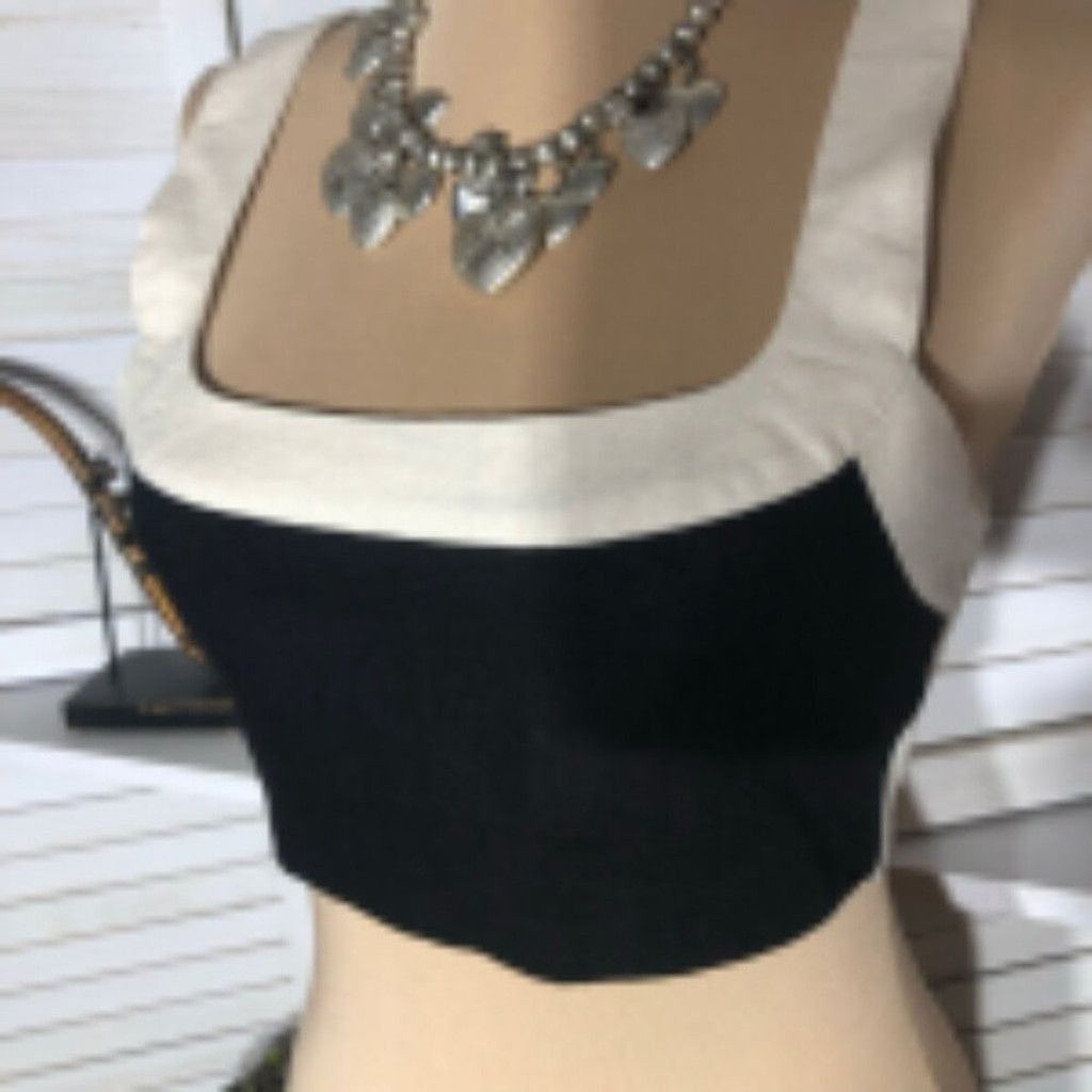 7 For All Mankind Colorblock Cropped Top Square Neckline Black/White sz XS Size XS / US 0-2 / IT 36-38 - 7 Thumbnail