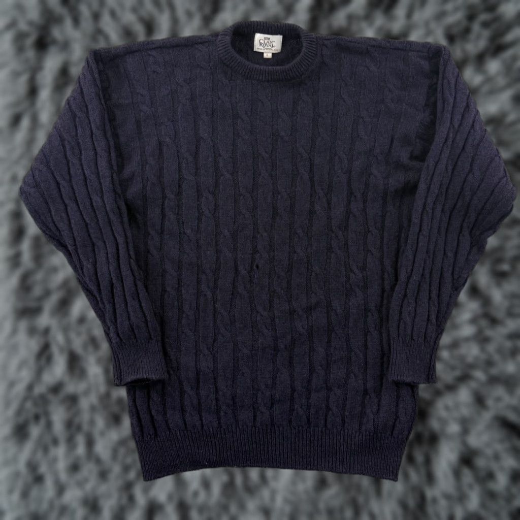 Vintage VINTAGE Clan Royal Sweater Men Large Blue Wool Fisherman 90s Cable Knit Pullover Size US L / EU 52-54 / 3 - 1 Thumbnail