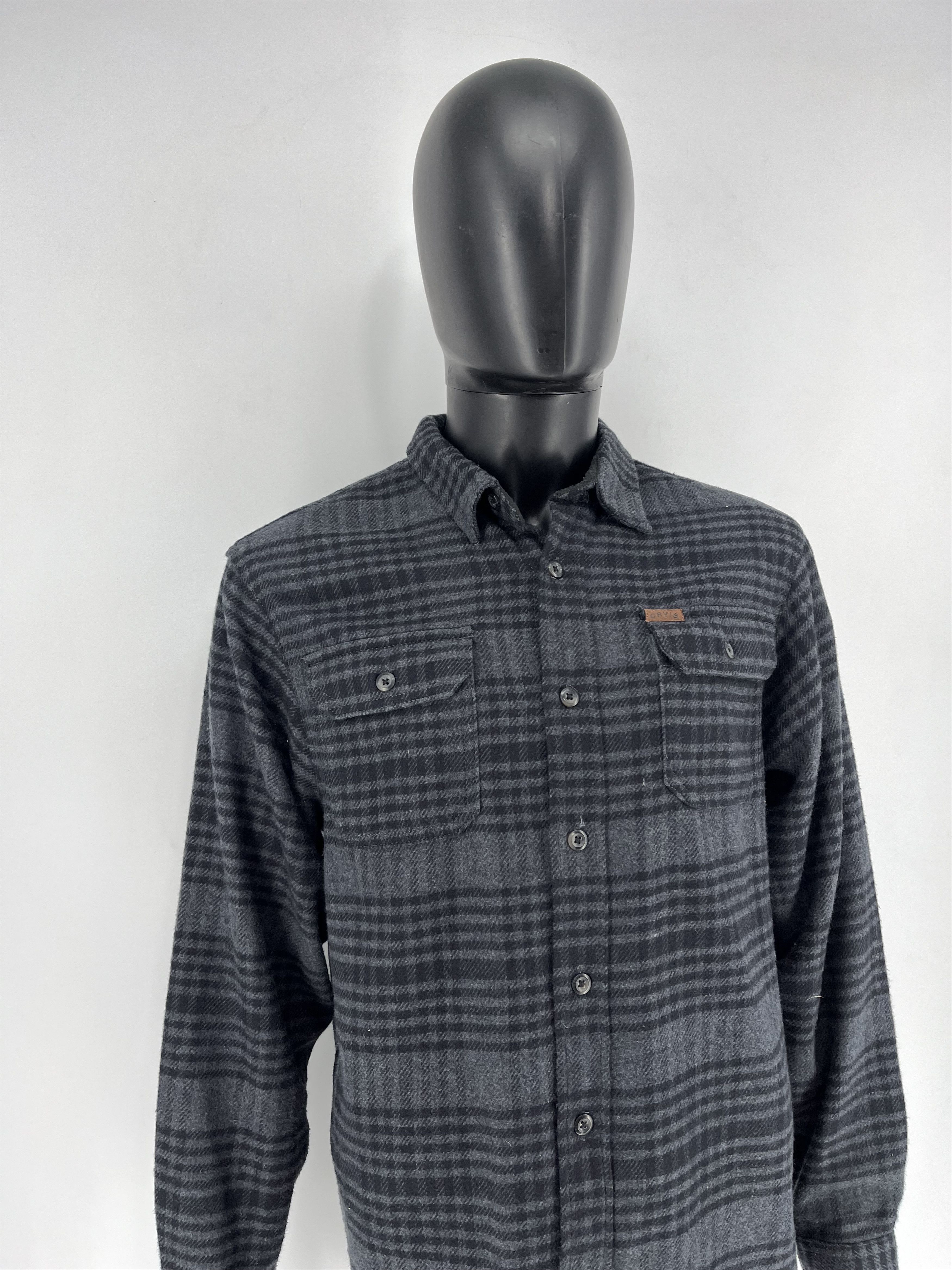 Orvis × Vintage Orvis Thick Flannel Button Front Shirt Grey Plaid Mens M Size US M / EU 48-50 / 2 - 3 Thumbnail