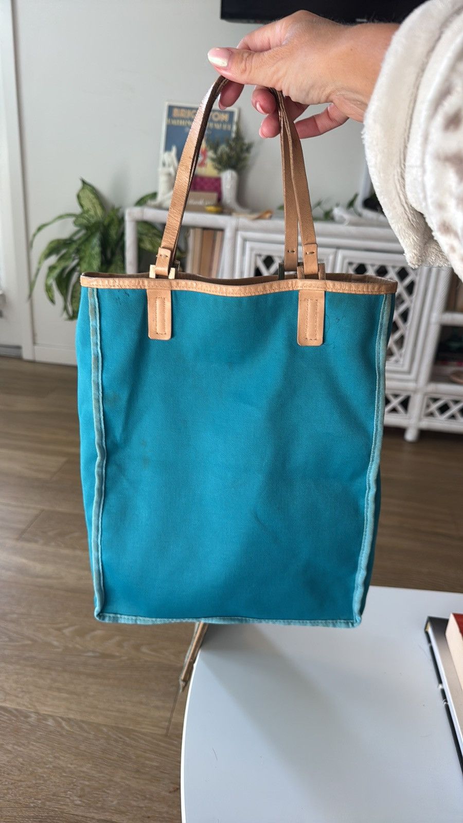 Fendi Vintage Fendi Zucca FF Tote – Turquoisew/ COA Size ONE SIZE - 5 Thumbnail