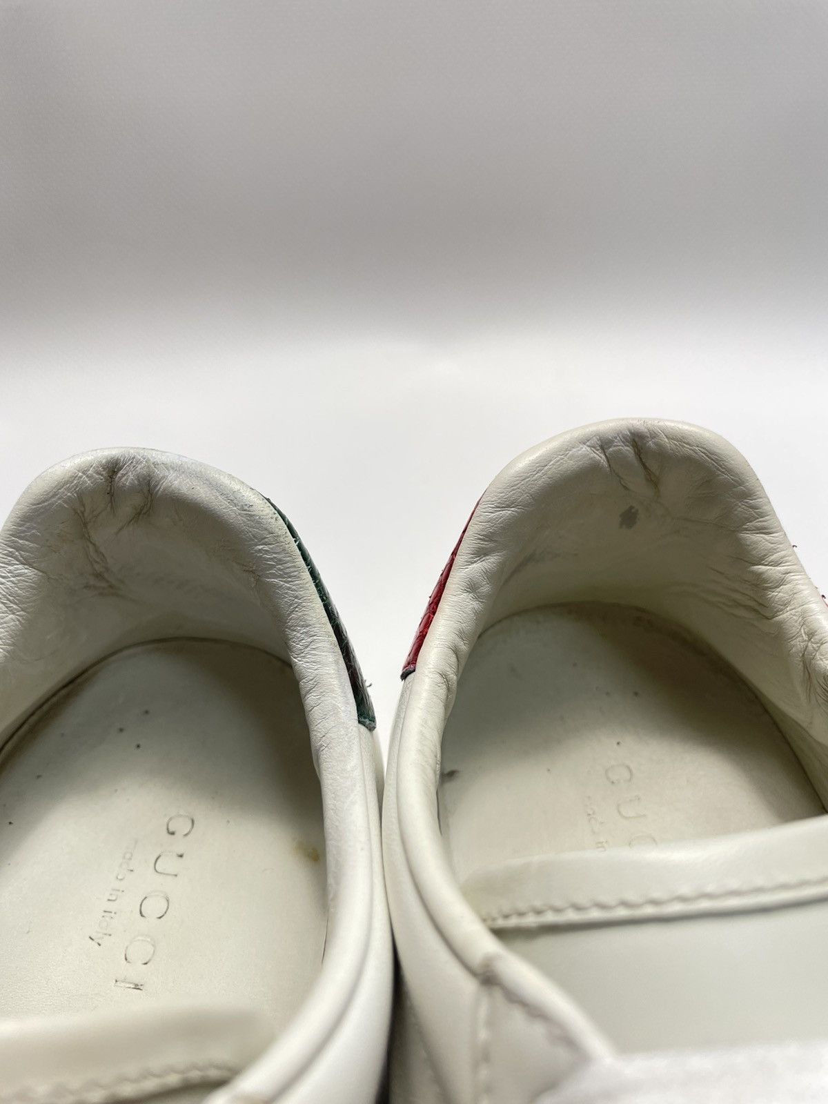 Gucci Gucci Ace Bee Embroidered Web White Leather Trainer Size US 5 / EU 37 - 8 Thumbnail