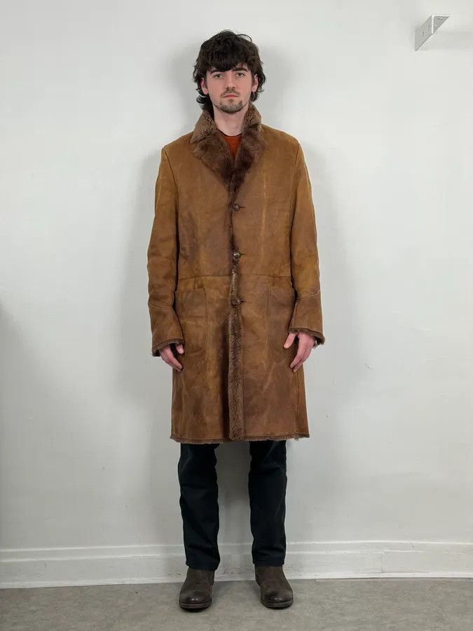 Roberto Cavalli AW2005 Cavalli Royal Brown Shearling Long Jacket Size US M / EU 48-50 / 2 - 2 Thumbnail