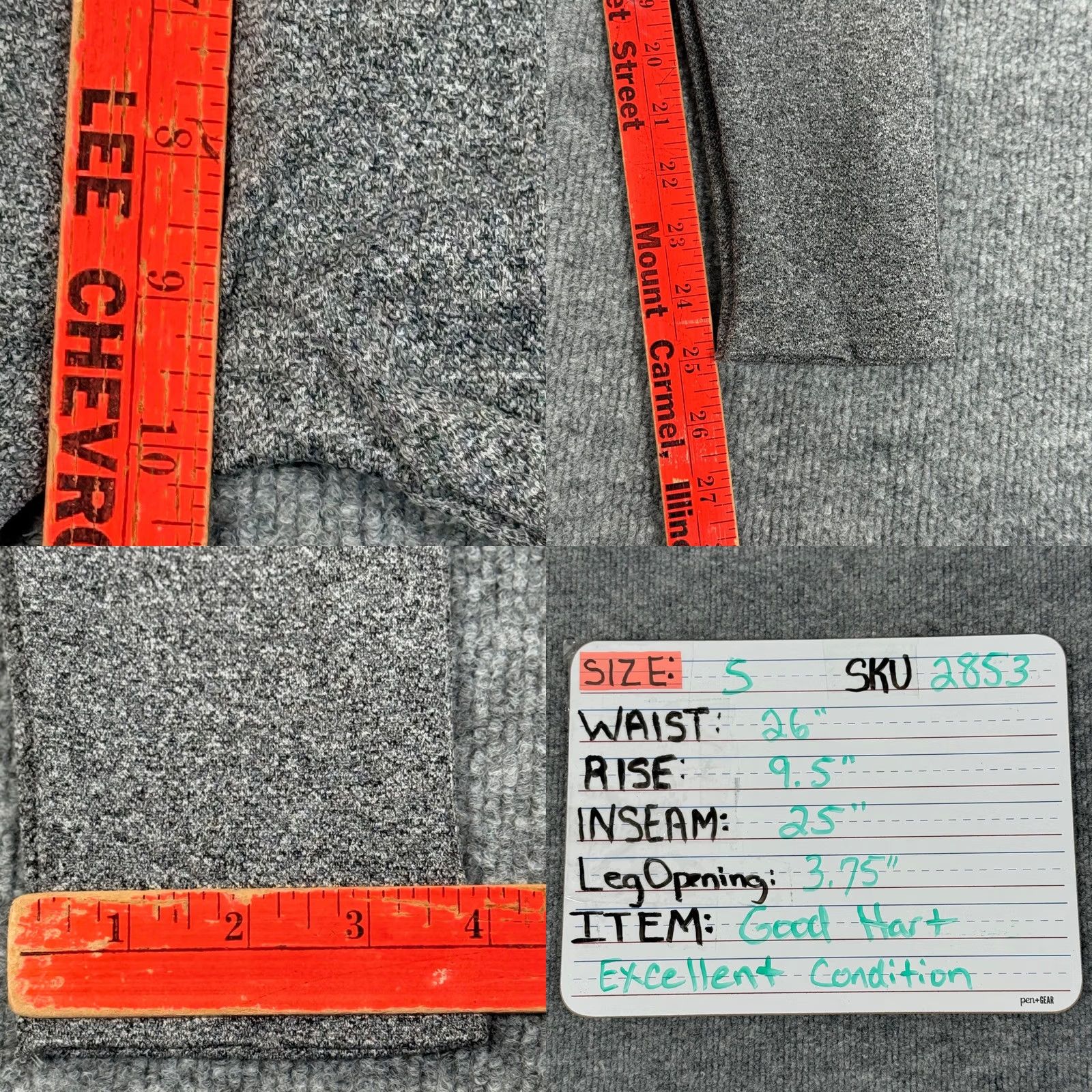 Vintage Womens Small Heather Grey Knit Leggings Athleisure Lounge Pants Activewear 26x25 Size 28" / US 6 / IT 42 - 8 Thumbnail