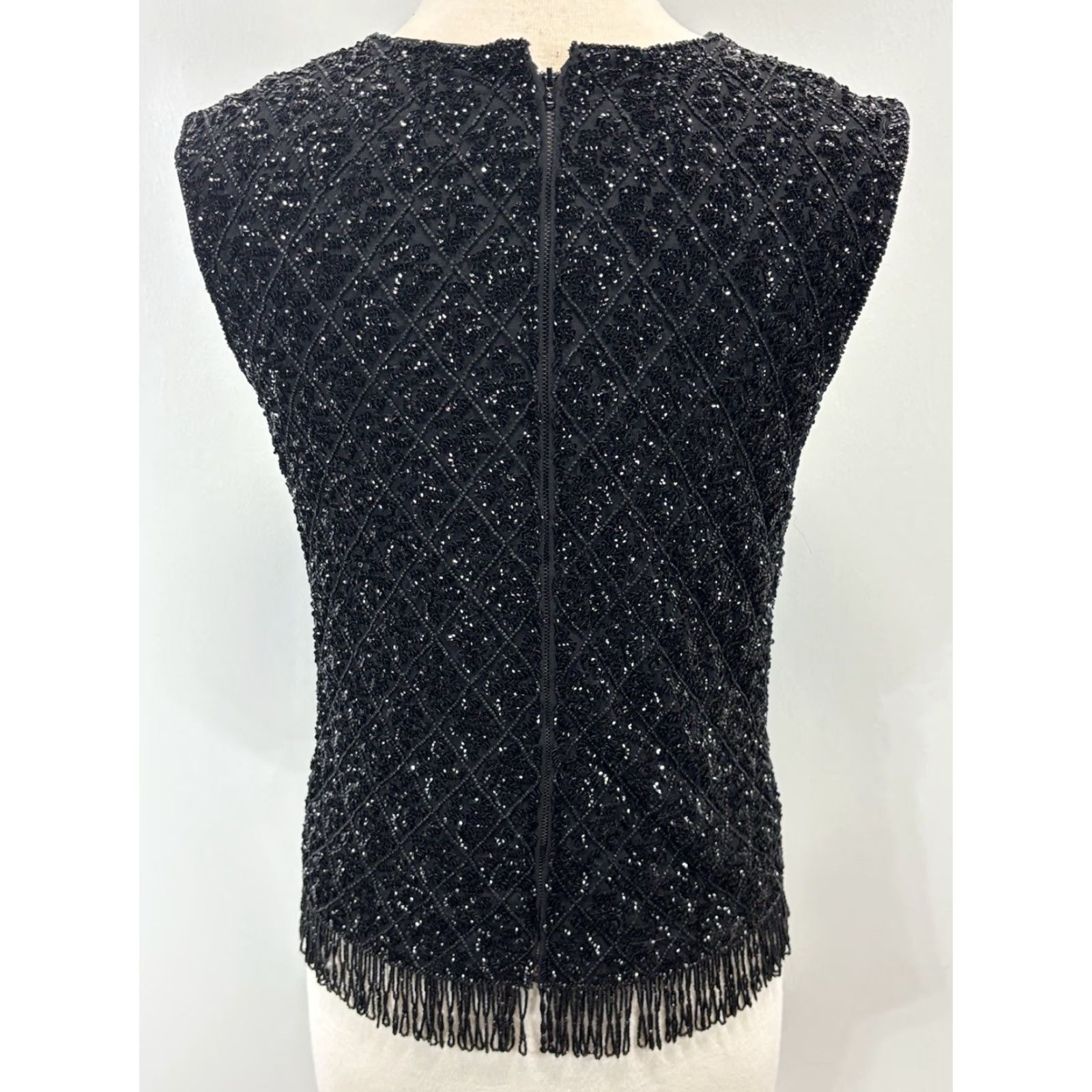 Vintage VINTAGE Royal Beaded Shirt Women’s Size 12 Black Silk Formal 1960s Evening Size XL / US 12-14 / IT 48-50 - 3 Thumbnail