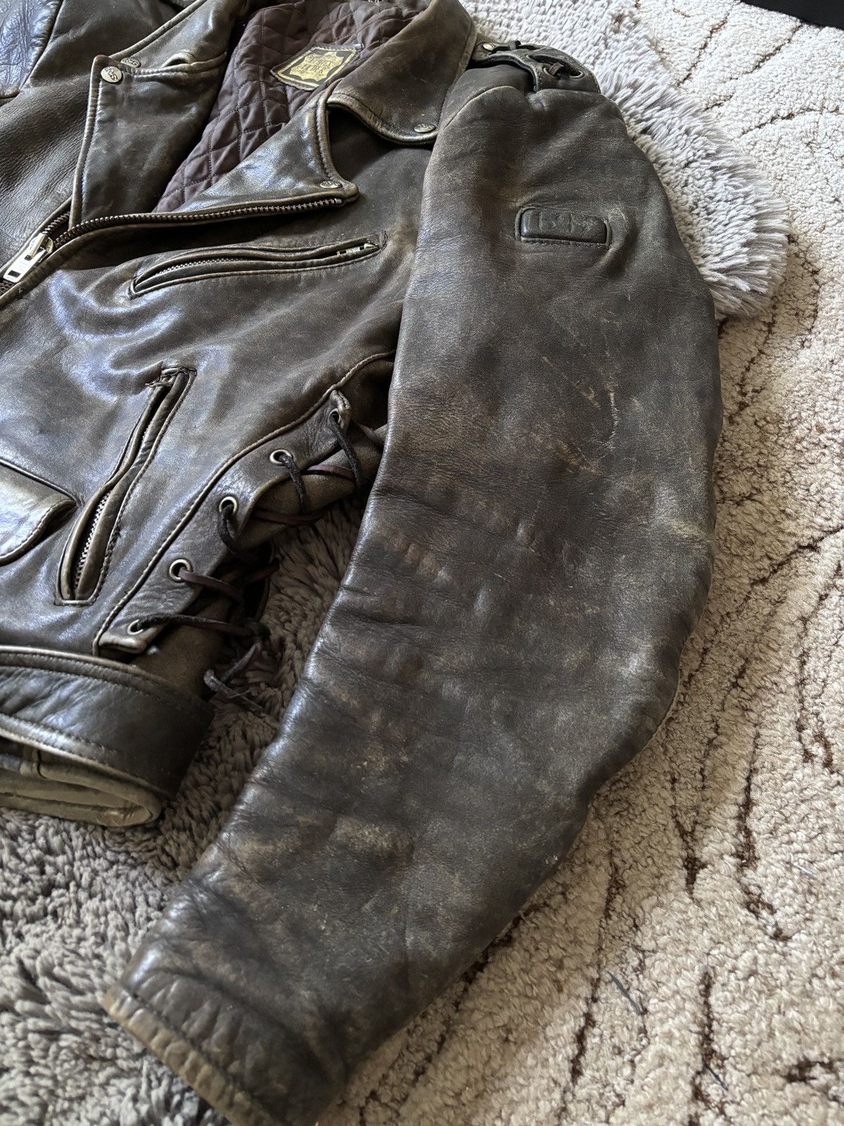 Genuine Leather × Vintage IXS Vintage 90s RARE WASHED DISTRESSED LEATHER JACKET Size US M / EU 48-50 / 2 - 7 Thumbnail