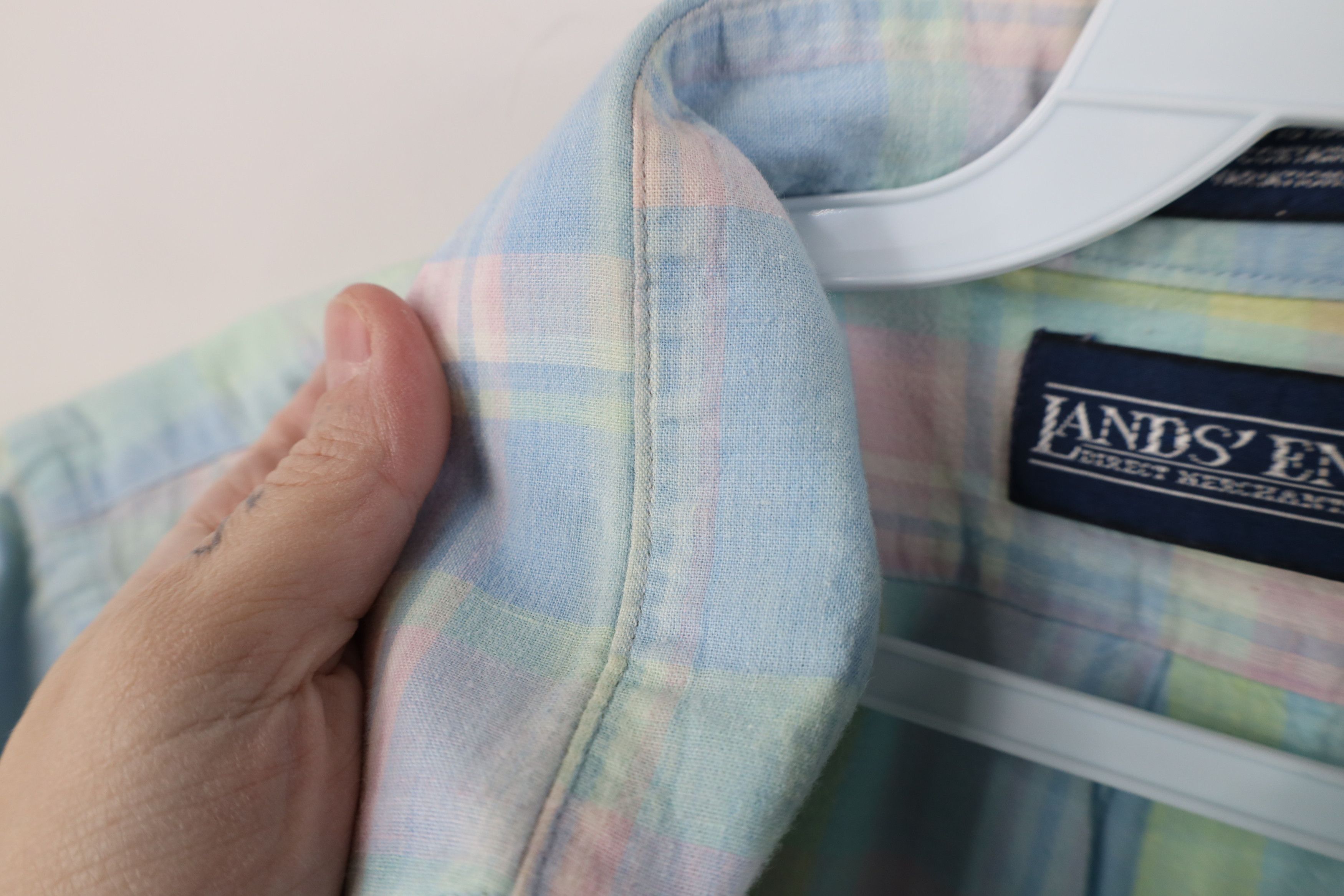 Lands' End Vintage 90s Lands End Madras Plaid Button Down Shirt USA Size US L / EU 52-54 / 3 - 9 Thumbnail
