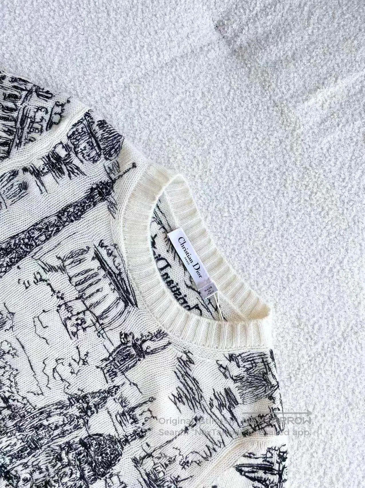 Dior Dior 24SS Eiffel Tower Map Embroidery Logo Sweater| Size 4XL / US 24-26 - 4 Thumbnail