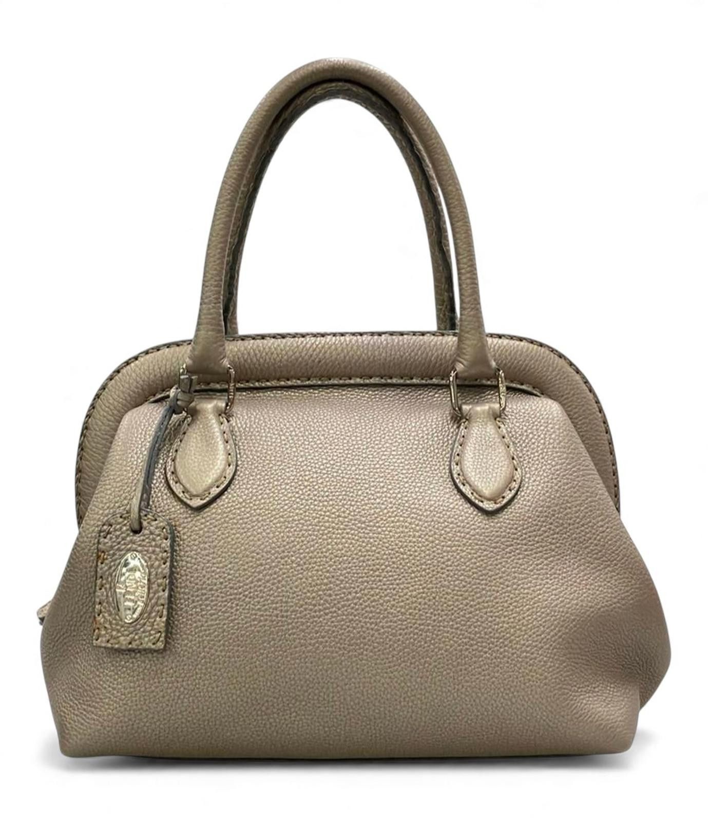 Fendi Fendi - Taupe Pebbled Leather Handbag Size ONE SIZE - 2 Thumbnail