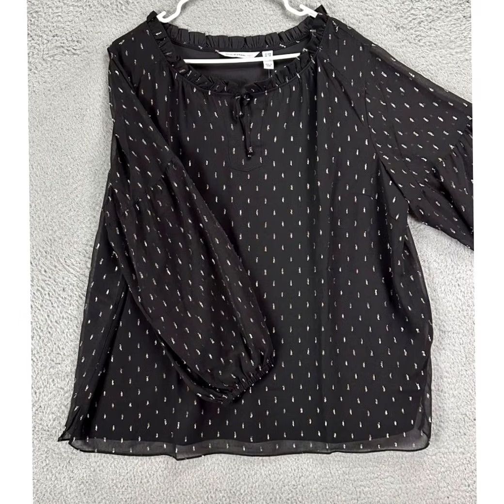 Isaac Mizrahi VINTAGE? No — Isaac Mizrahi Live Shirt Womens 22W Plus Black Geometric Long Sleeve Blouse NEW Size 3XL / US 20-22 - 3 Thumbnail