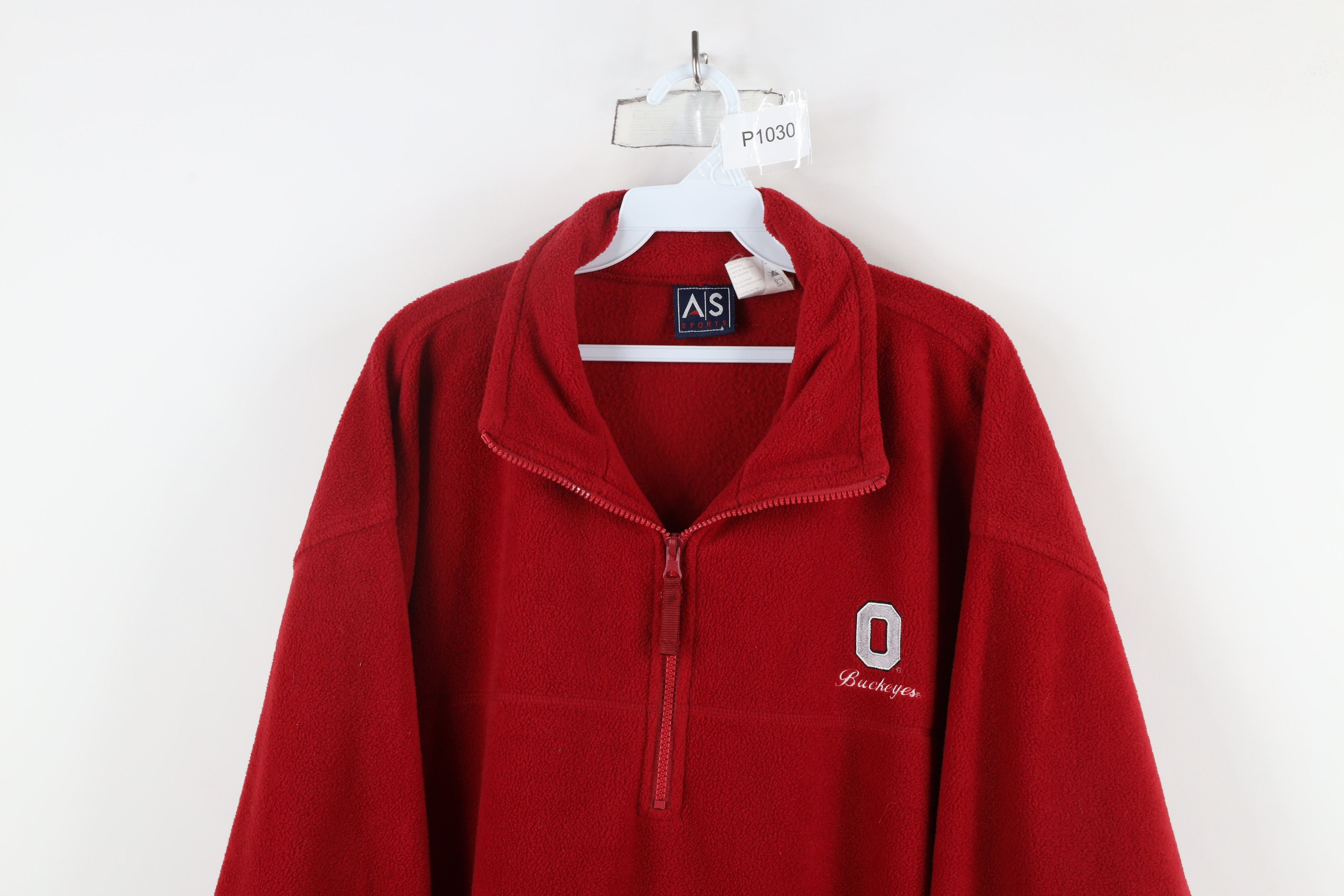 Vintage Vintage 90s Ohio State University Half Zip Fleece Sweater Size US XL / EU 56 / 4 - 2 Thumbnail