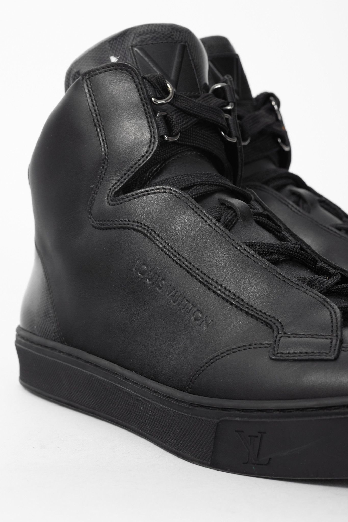 Louis Vuitton Louis Vuitton Speaker Leather & Damier High-Top Sneakers Size US 6 / EU 39 - 7 Thumbnail