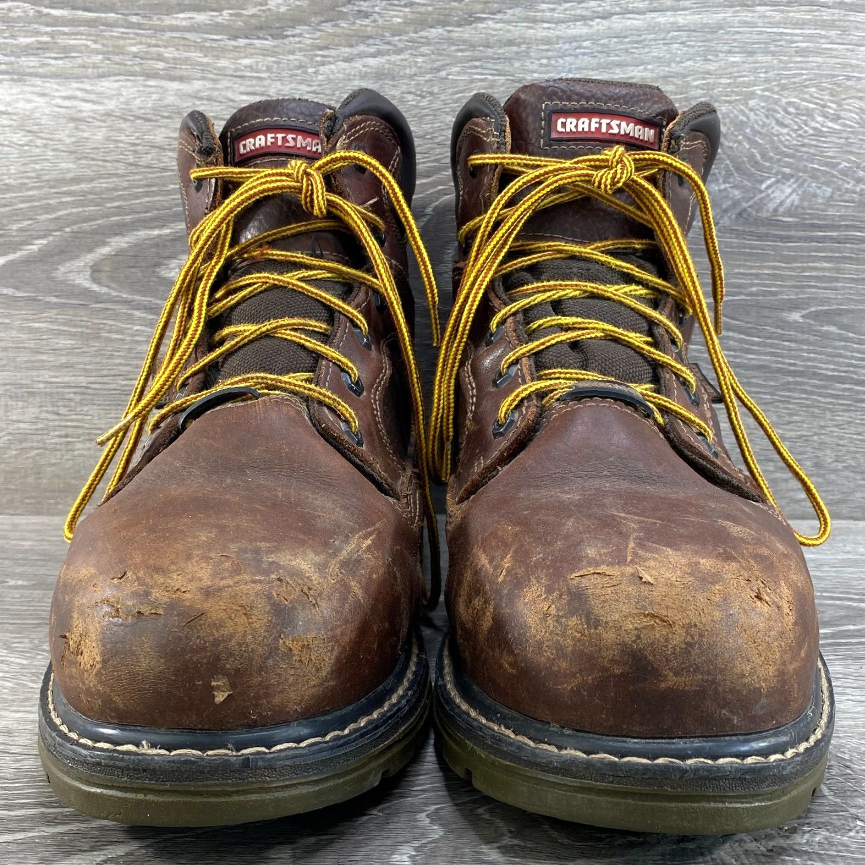 Vintage Craftsman Mens 11 W Work Boots Krypt Safety Toe Waterproof Brown Leather Lace Up Boots Mens 11 Brown Leather Waterproof Safety Toe Krypt Work Boots Size US 11 / EU 44 - 4 Thumbnail