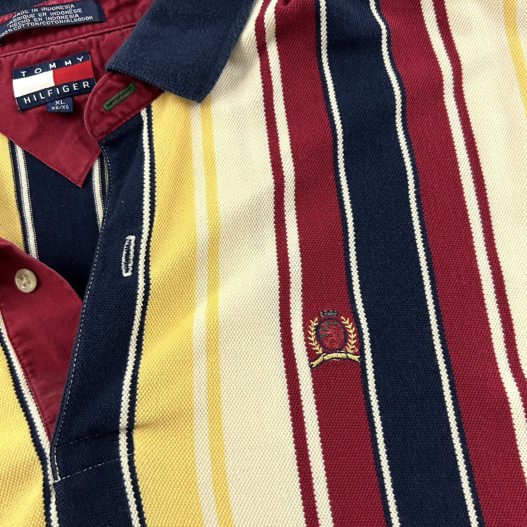 Tommy Hilfiger Tommy Hilfiger Striped Long Sleeve Button-Up Shirt Mens XL Maroon 90s Rugby Shirt Size US XL / EU 56 / 4 - 3 Thumbnail