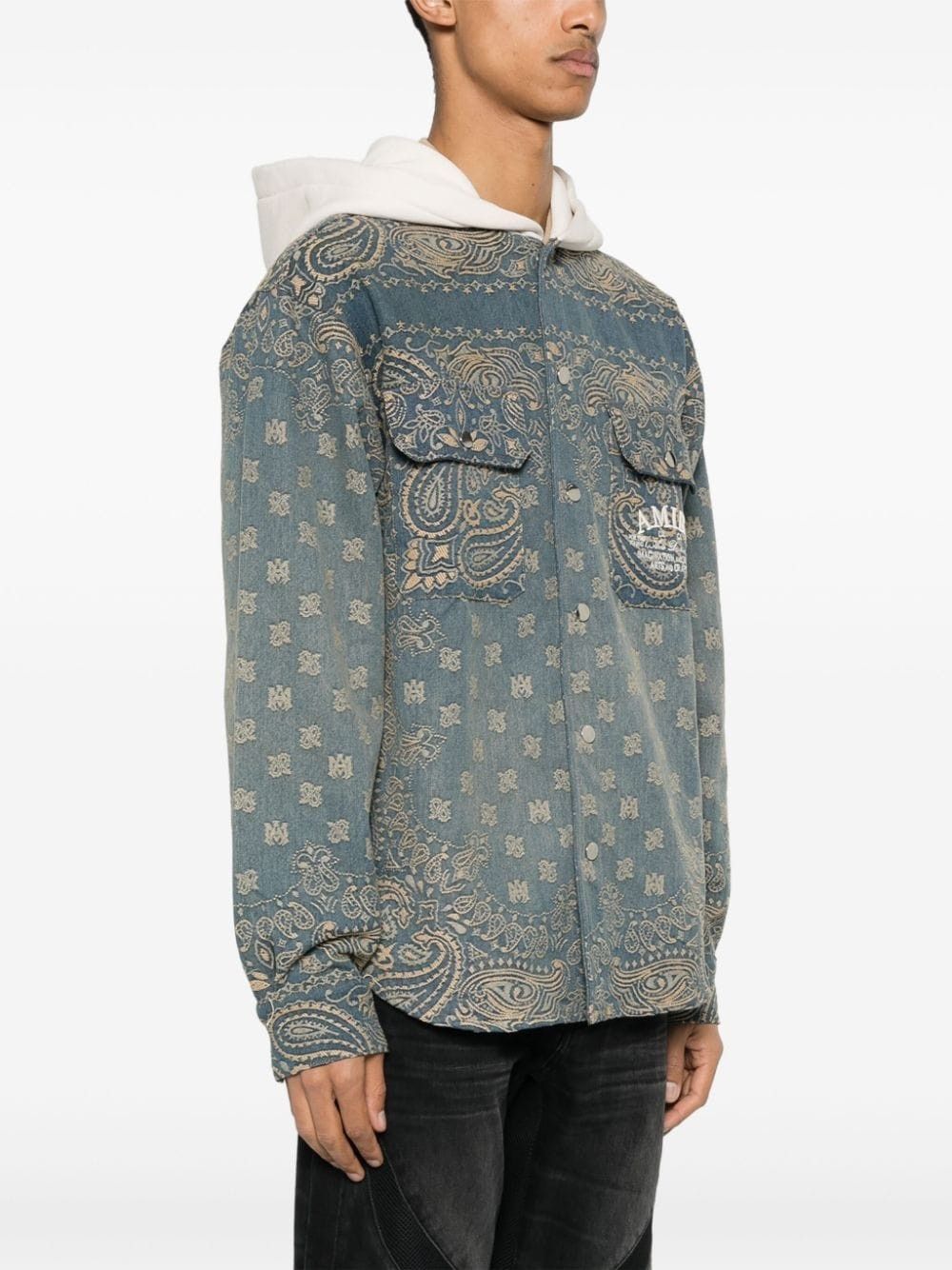 Amiri oc11z0225 Bandana Jacquard Hooded Overshirt in Blue/Beige Size US S / EU 44-46 / 1 - 4 Thumbnail