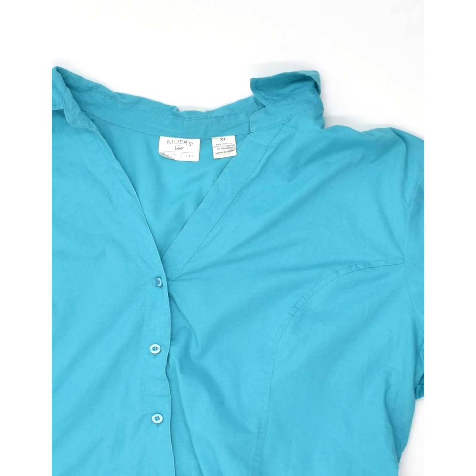 Lee LEE Womens Easy Care Short Sleeve Shirt Blue XL Cotton Size XL / US 12-14 / IT 48-50 - 3 Thumbnail