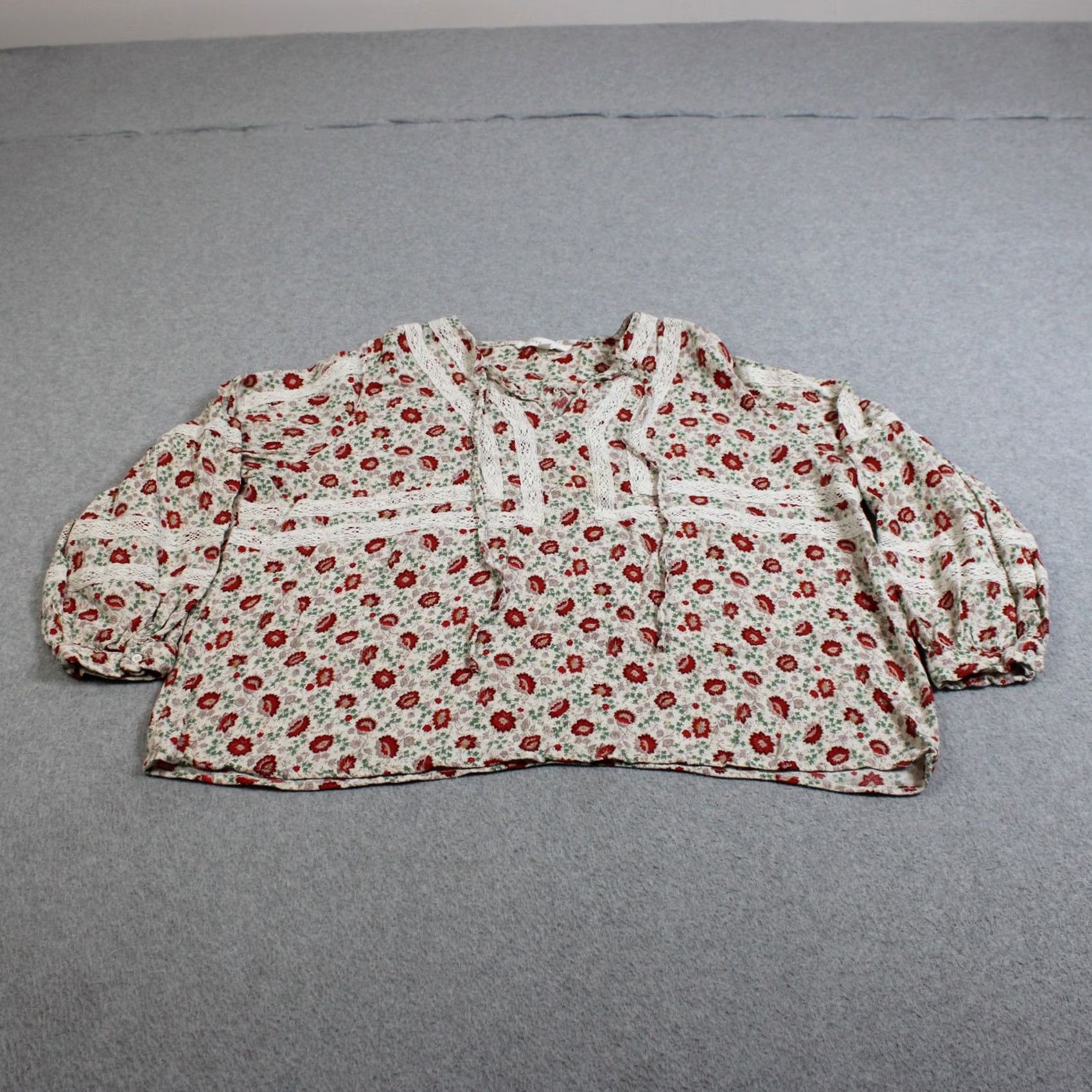 Vintage Per Una Shirt Women 18 White Floral Crochet Boho Tunic V Neck Peasant Blouse Size XXL / US 16-18 / IT 52-54 - 2 Thumbnail