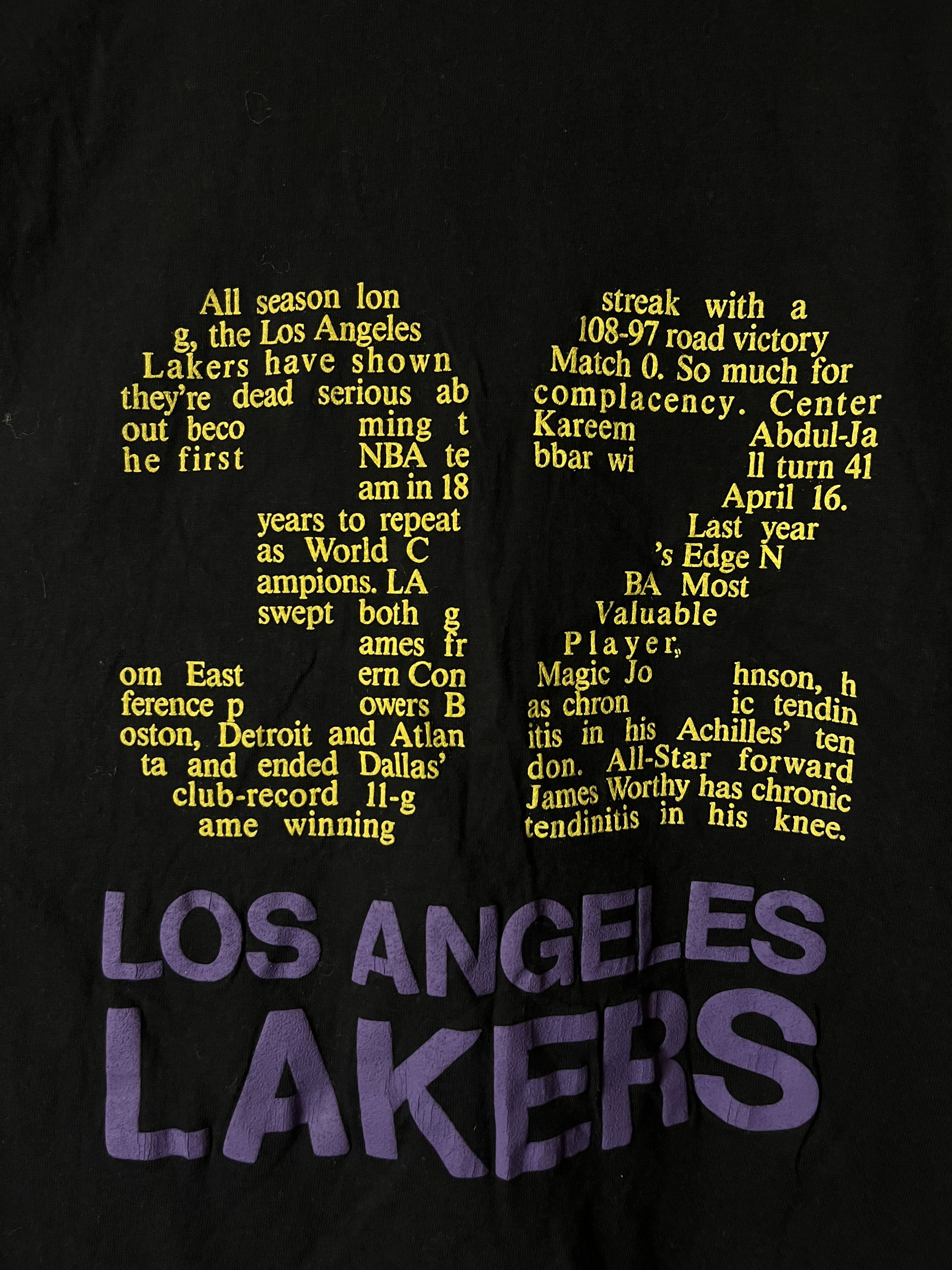 NBA × Vintage 32 LA Lakers NBA Spalding Memorial T Shirt Size US M / EU 48-50 / 2 - 3 Thumbnail