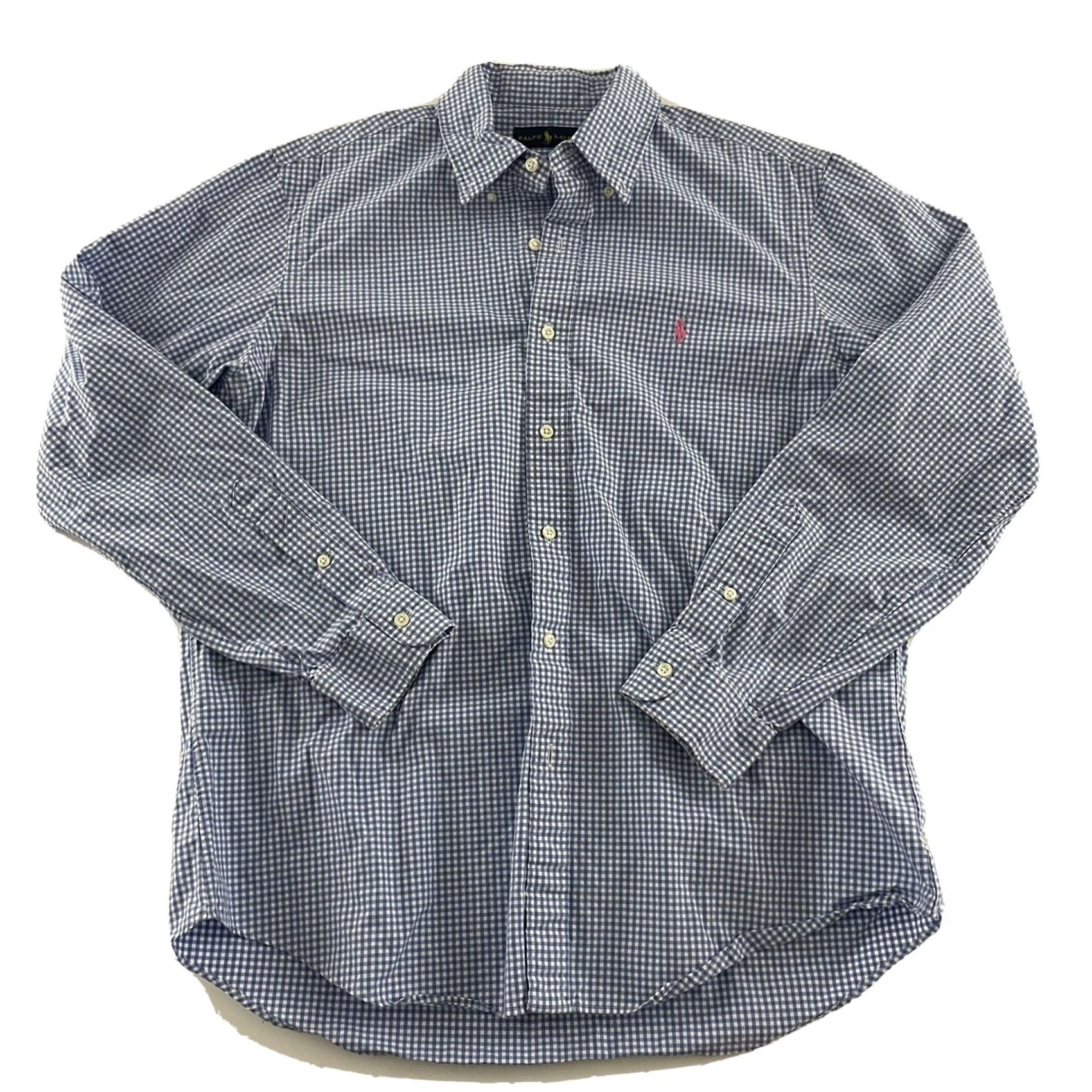 Polo Ralph Lauren Polo Ralph Lauren Shirt Mens L Plaid Long Sleeve Button Front Men Blue White Size US L / EU 52-54 / 3 - 2 Thumbnail