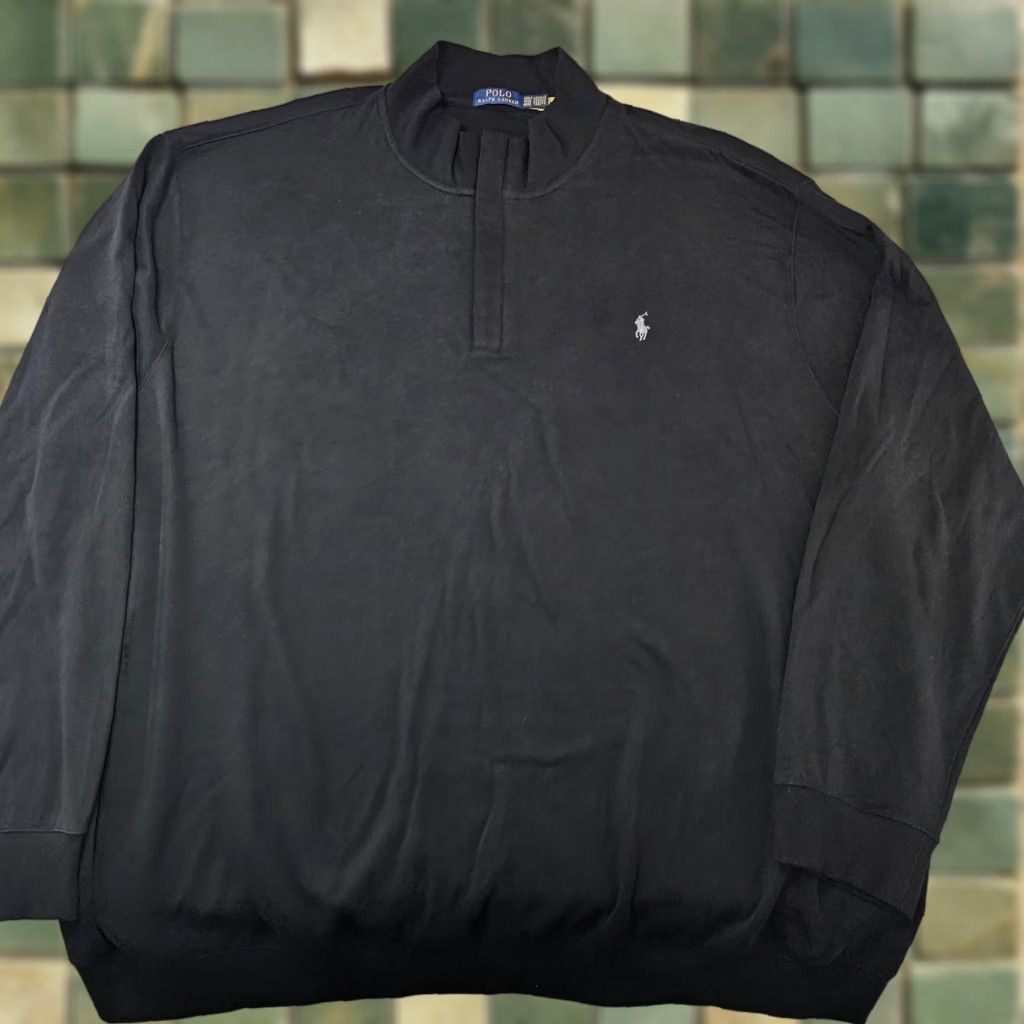 Polo Ralph Lauren Polo Ralph Lauren Sweatshirt Mens 4XLT Black Mock Neck Lightweight Knit Pullover Size US XXL / EU 58 / 5 - 1 Thumbnail