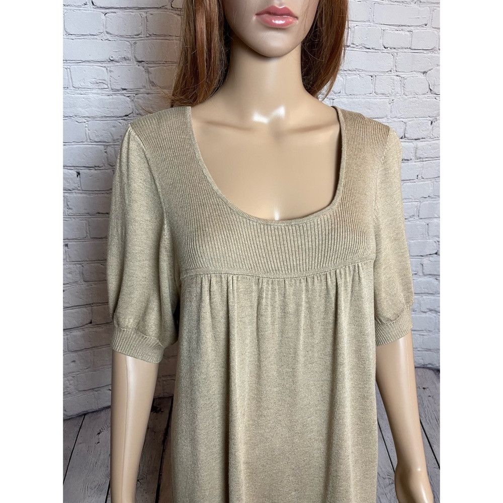 Bcbgmaxazria NWT New $210 BCBGMAXAZRIA Knit Rayon Beige Short Sleeve Dre Size L / US 10 / IT 46 - 2 Thumbnail