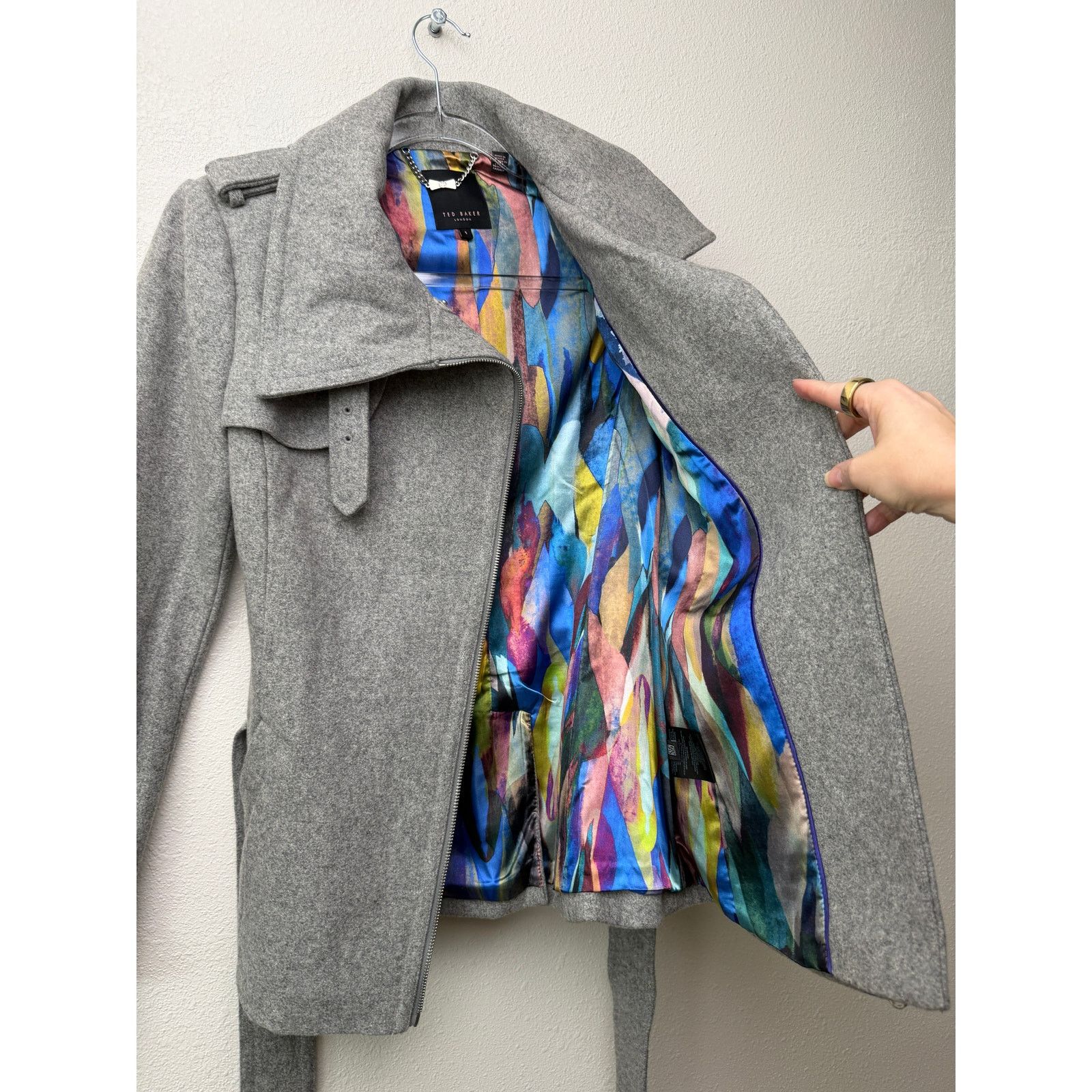 Ted Baker Ted Baker Gray Belted Zip Jacket Womens US 4 Heathered Coat Size S / US 4 / IT 40 - 8 Thumbnail