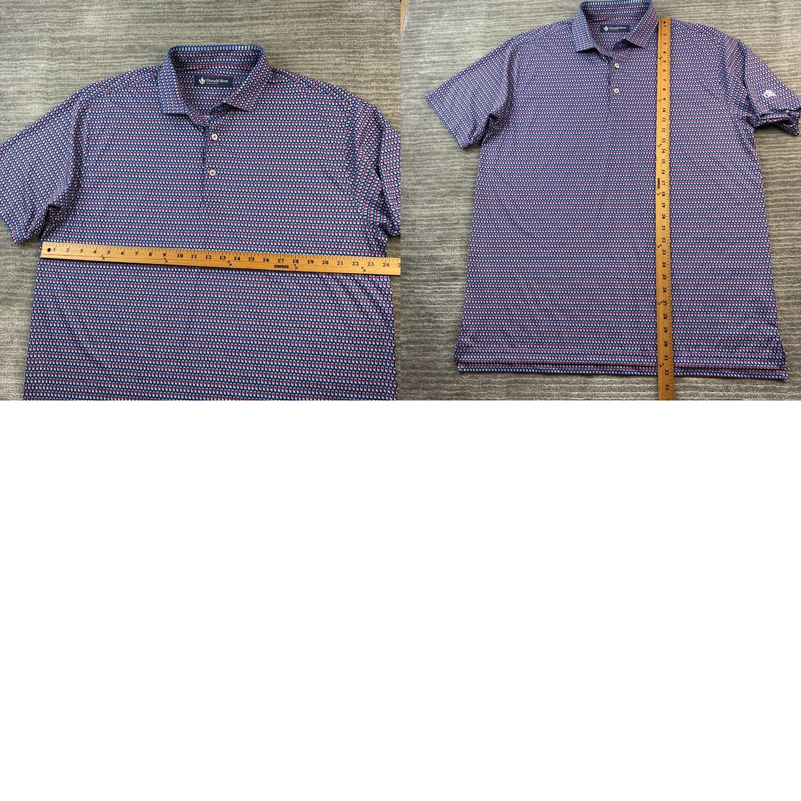 Vintage Donald Ross Shirt Mens L Blue Polo All Over Print Drinks Performance Golf Size US L / EU 52-54 / 3 - 8 Thumbnail