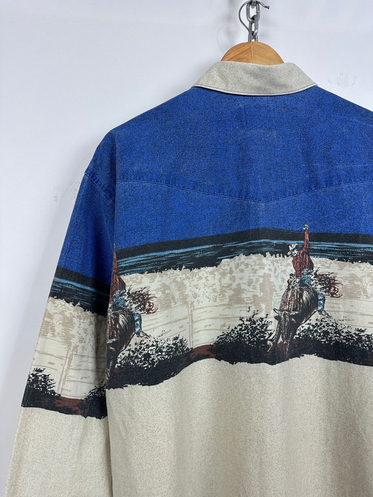 Vintage Vintage Wrangler Western Pearl Snap Horses Rodeo Shirt Size US XL / EU 56 / 4 - 17 Thumbnail