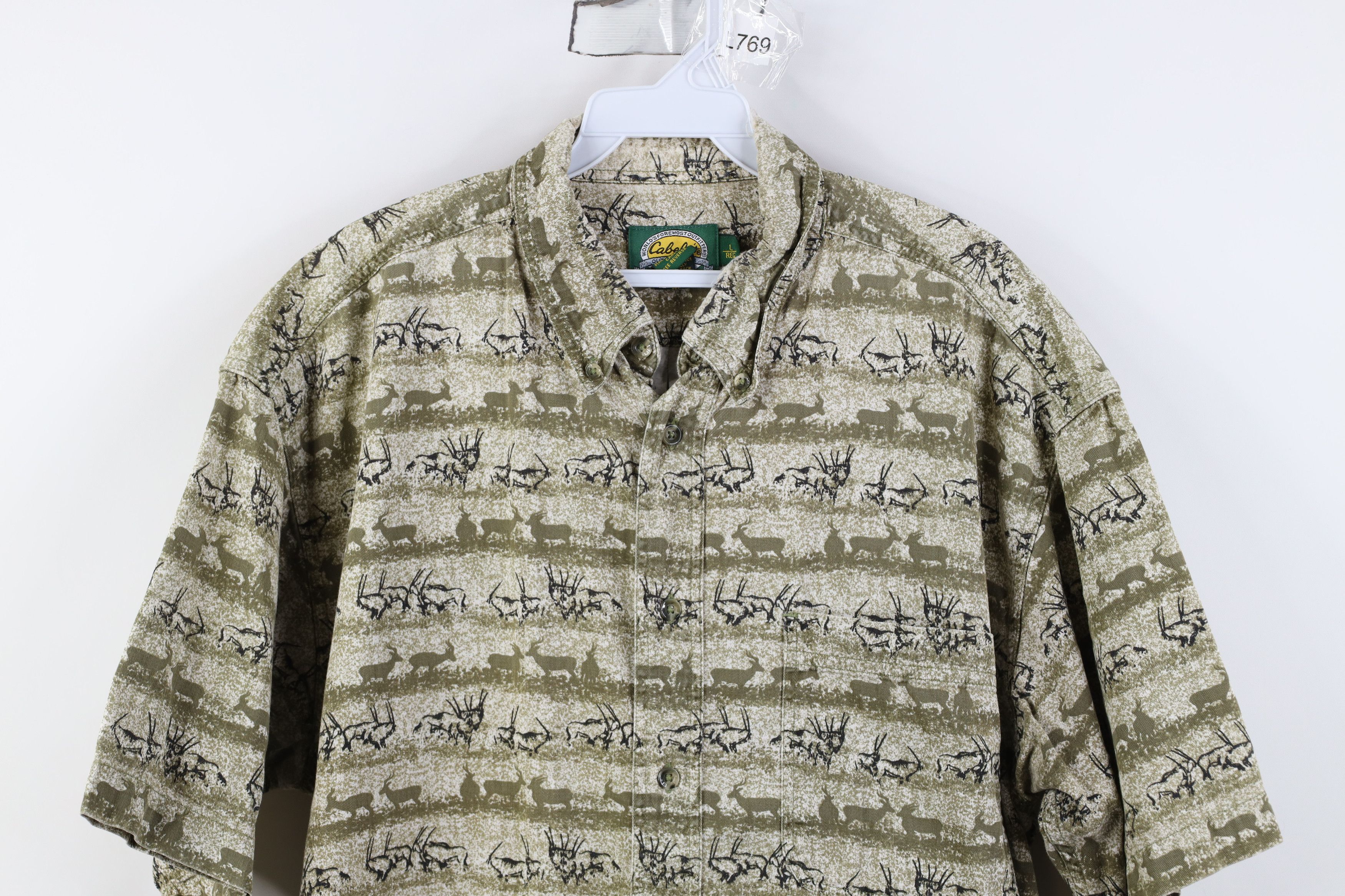 Cabelas Vintage 90s Cabelas Antelope All Over Print Button Shirt Size US L / EU 52-54 / 3 - 2 Thumbnail
