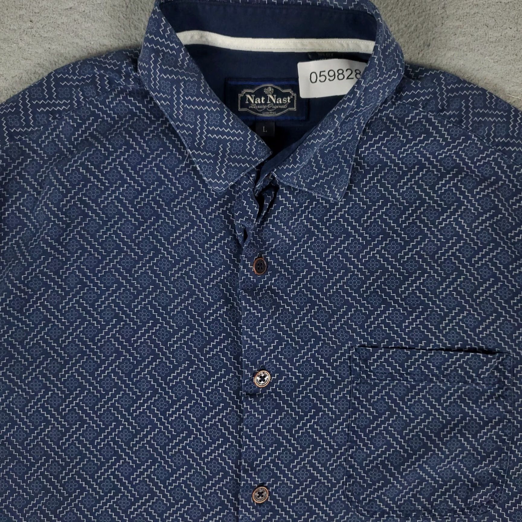 Nat Nast Nat Nast Shirt Mens Size Large Blue Silk Cotton Button Up Short Sleeve Geometric Size US L / EU 52-54 / 3 - 2 Thumbnail