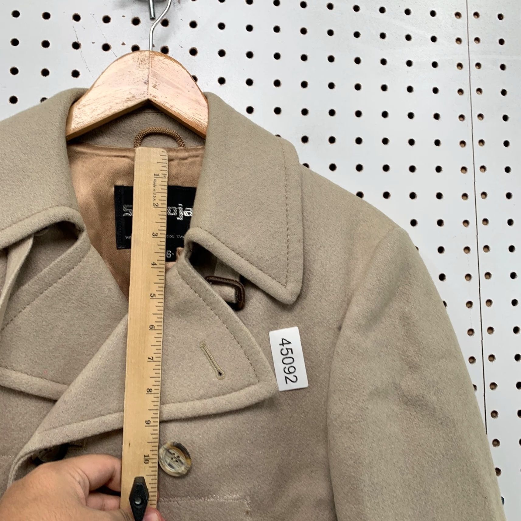 Doublet Vintage Stratojac Wool Double Breasted Coat Mens 36 Beige Military Pea Coat Size US XXS / EU 40 - 6 Thumbnail