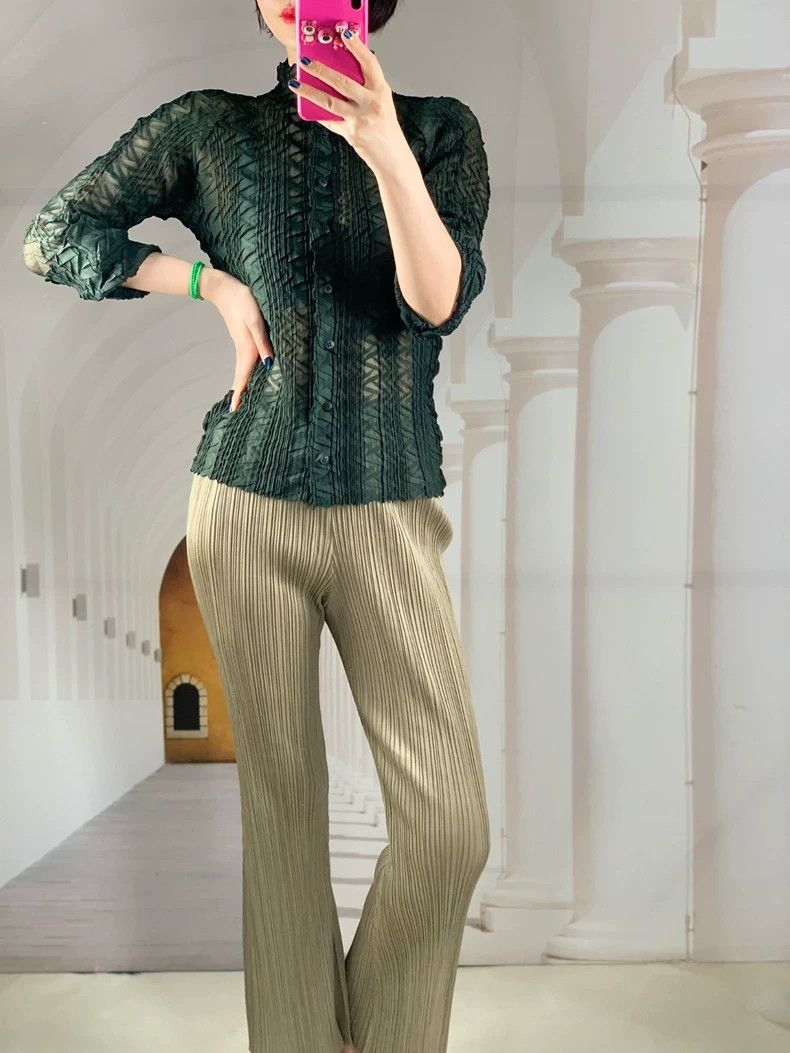 Issey Miyake Issey Miyake Khaki flared pants Size 23" - 5 Thumbnail