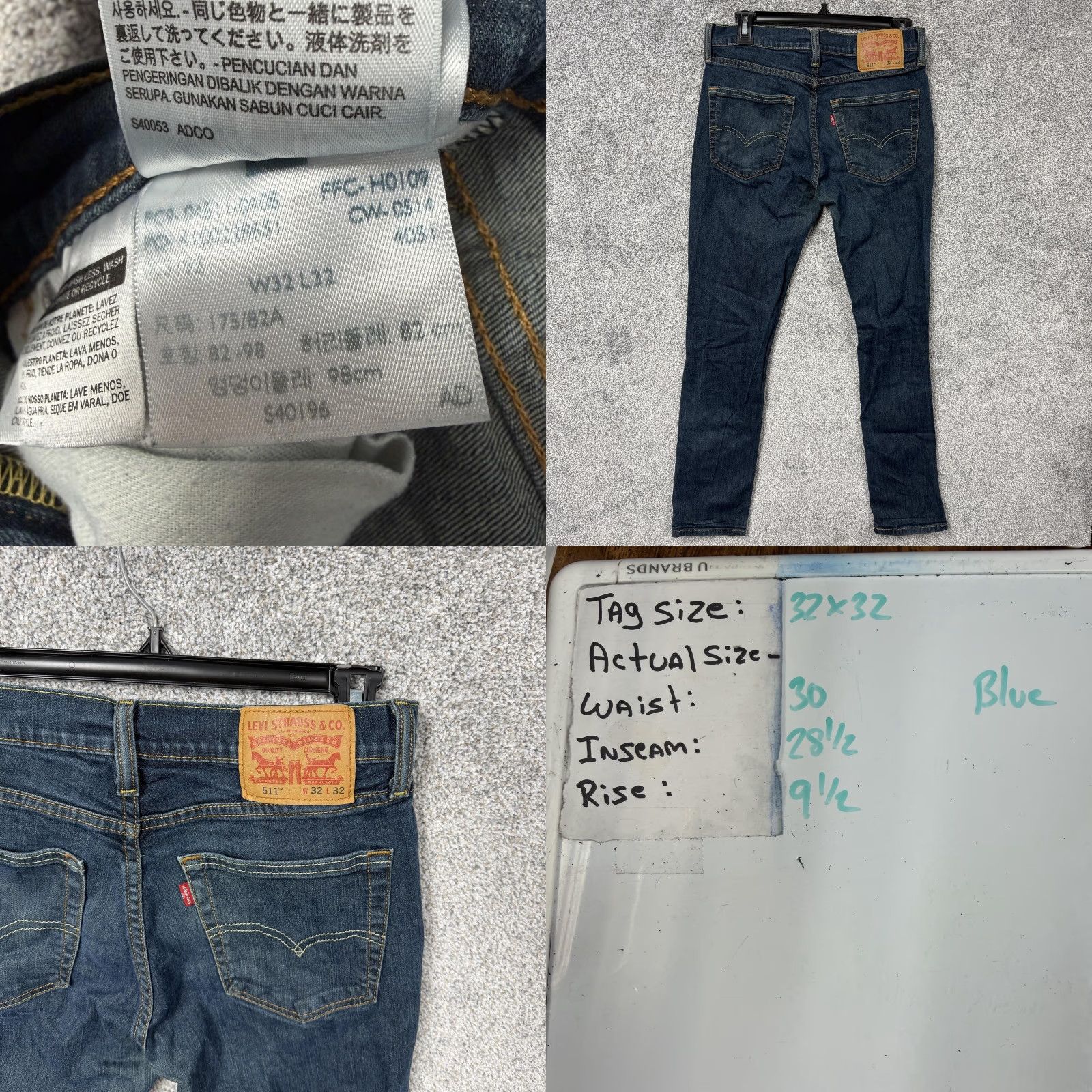 Levi's Levi's 511 Jeans Mens Slim Fit Stretch Denim Blue 30x28.5 Zip Fly Pockets 5 Pocket Dark Wash Size US 30 / EU 46 - 9 Thumbnail