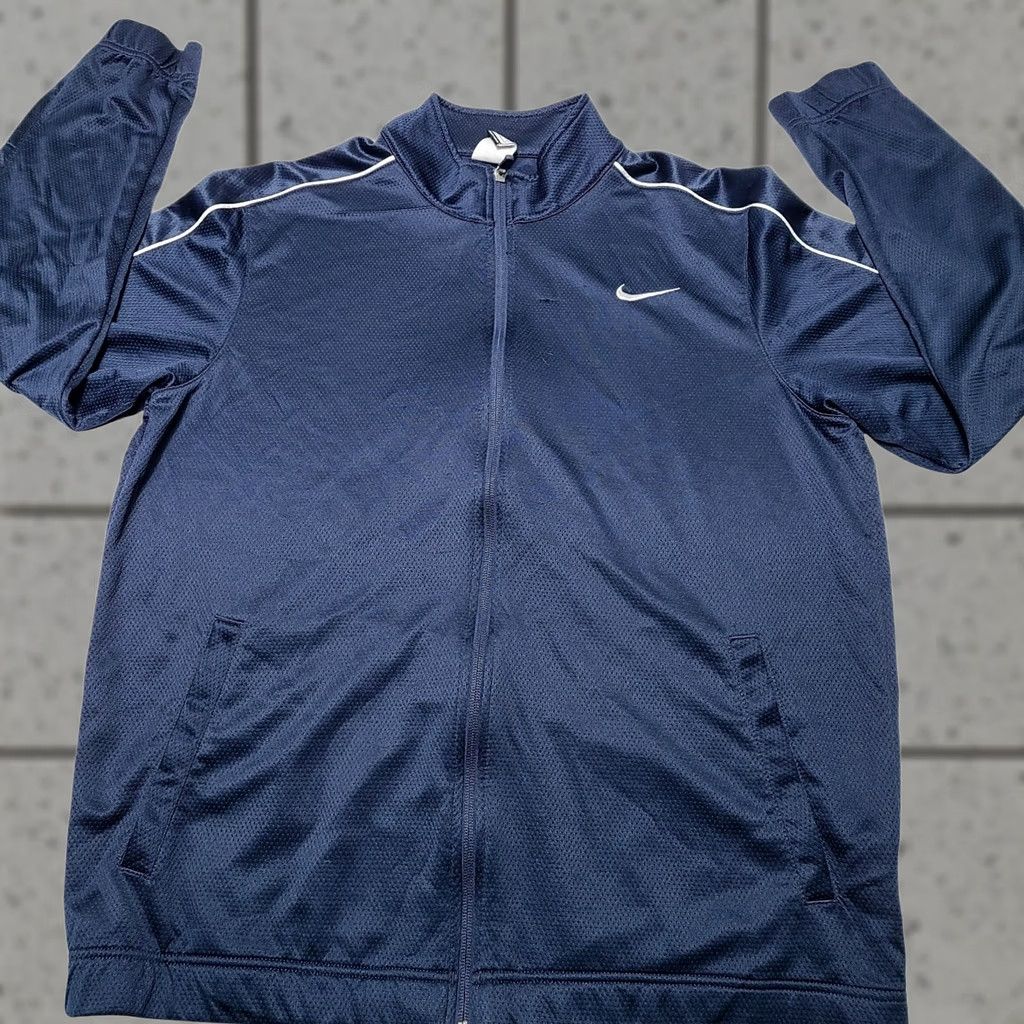 Nike VINTAGE Nike Dri-FIT Navy Blue Full Zip Men’s Large Track Jacket Y2k Track Jacket Men L Navy Blue Dri-FIT Athletic Mens Size US L / EU 52-54 / 3 - 1 Thumbnail
