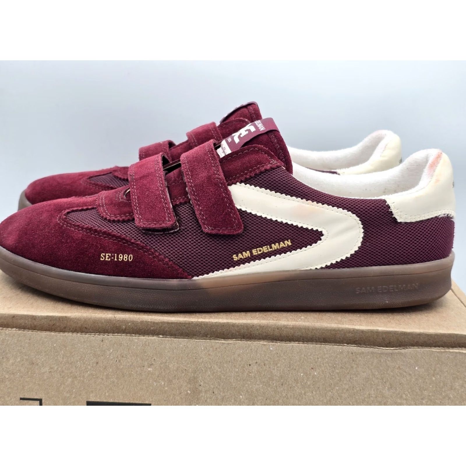 Sam Edelman Sam Edelman Talia Womens Sneakers Suede Leather Wine Red Sz 12M - M - Optic Suede Leather Fitness Athletic Casual Footwear Womens Size US 12 / IT 42 - 4 Thumbnail