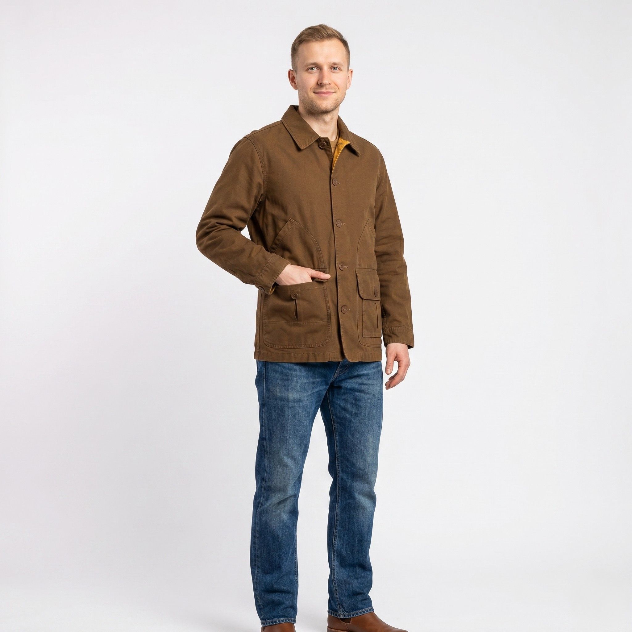 Timberland Timberland Men S Jacket Brown Cotton Zip Up Classic 11046 Size US S / EU 44-46 / 1 - 1 Thumbnail