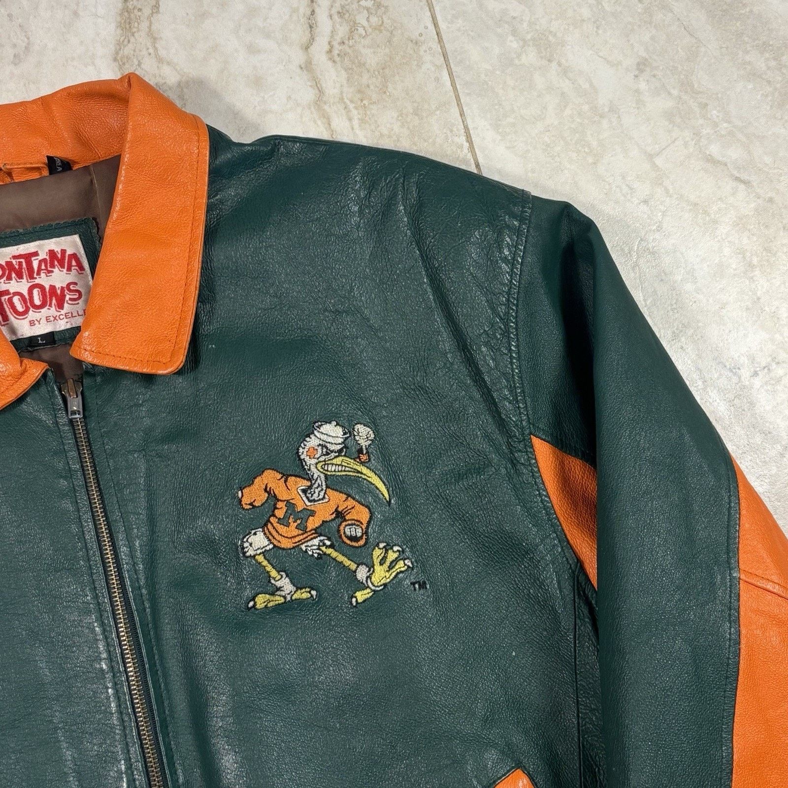 Excelled Vintage Miami Hurricanes Looney Tunes Leather Jacket Mens L Size US L / EU 52-54 / 3 - 4 Thumbnail
