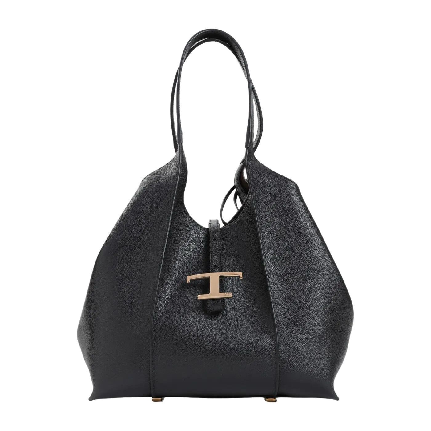 TOD'S T Timeless Small Black Leather Shopping Tote Bag New &