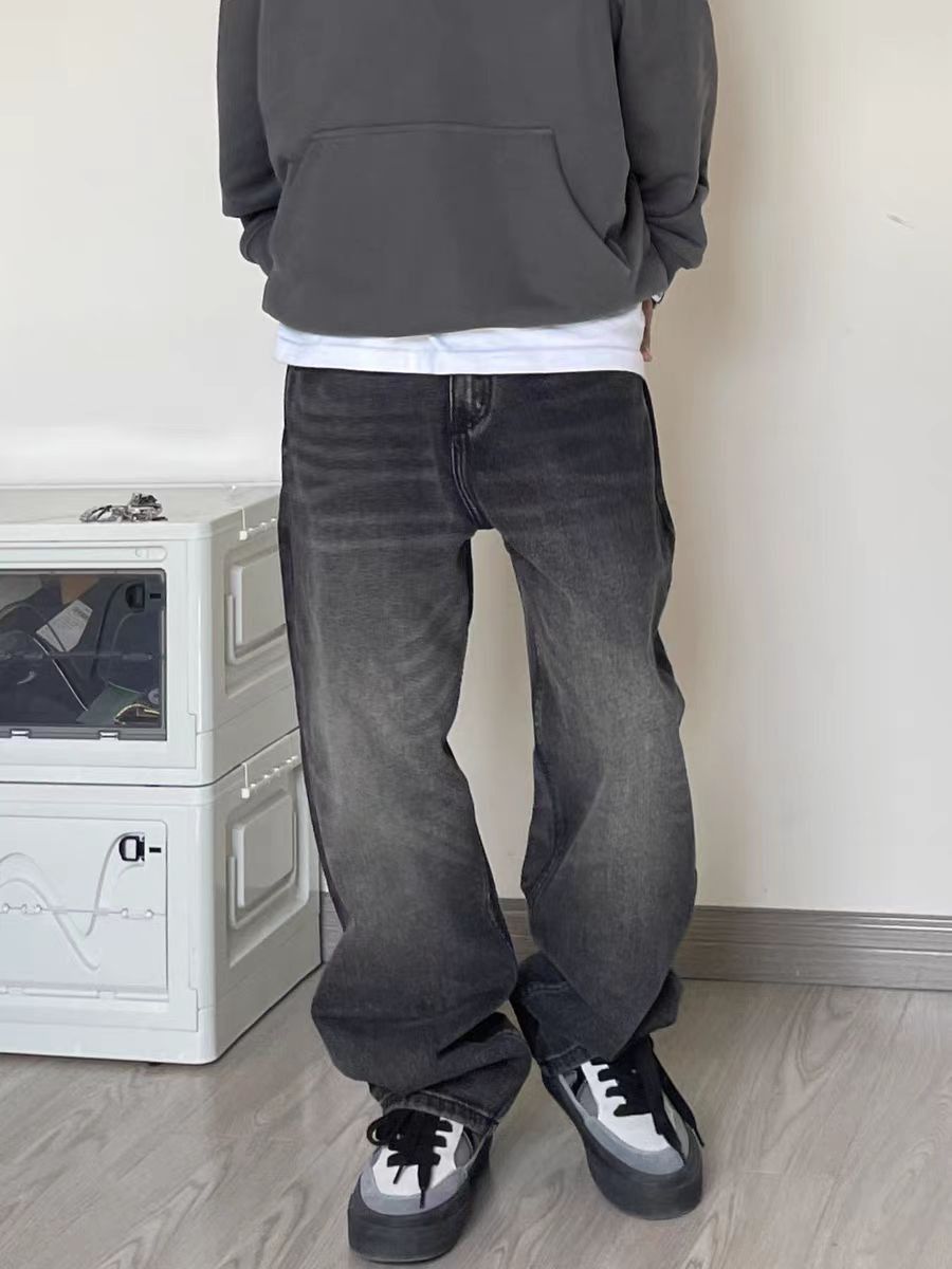 Japanese Brand × Jean Washed Gray Black Baggy Straight Leg Jeans Size US 28 / EU 44 - 2 Thumbnail