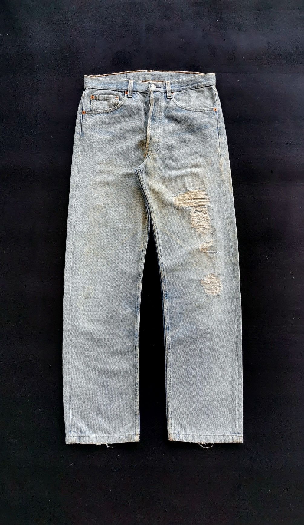 Levi's 90s Vintage Levis 501 Distressed Jeans Size US 30 / EU 46 - 2 Thumbnail