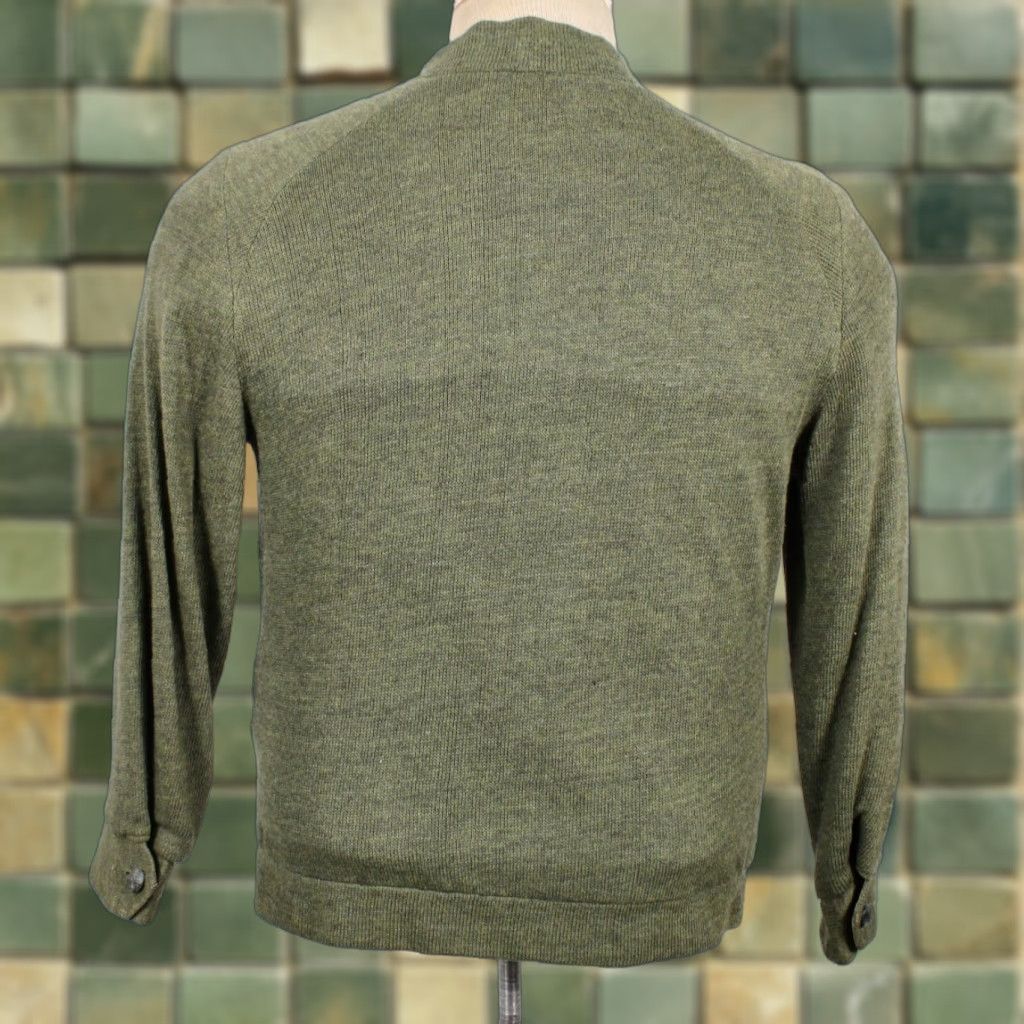 Vintage 1960s Boy's Cardigan VTG Green Cotton Blend Size 14 Lined Sweater 60s Family Vintage Knit Size US S / EU 44-46 / 1 - 1 Thumbnail