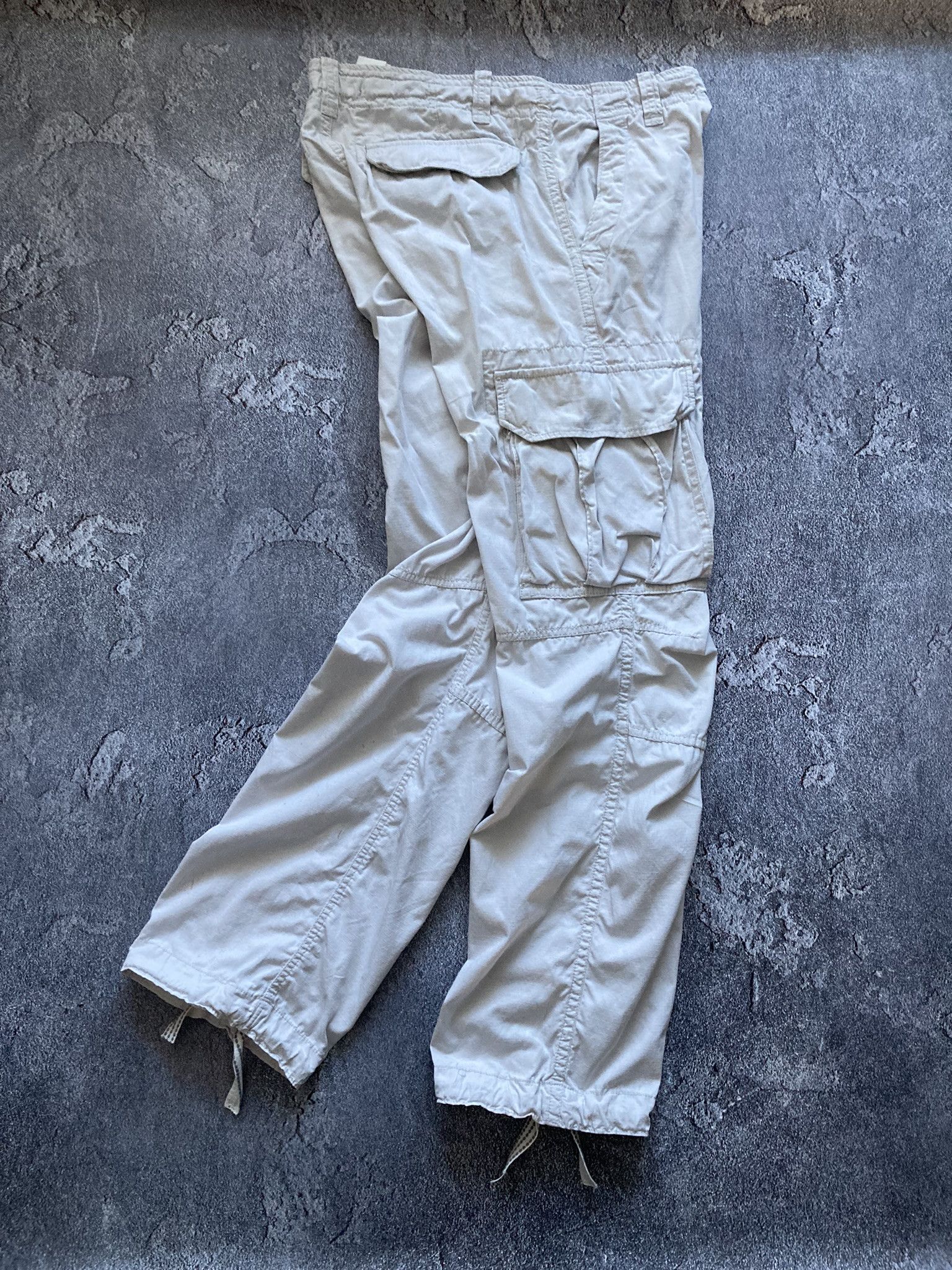 20471120 Cargo multipocket Y2K white wide pants with drawstrings Size US 34 / EU 50 - 1 Thumbnail