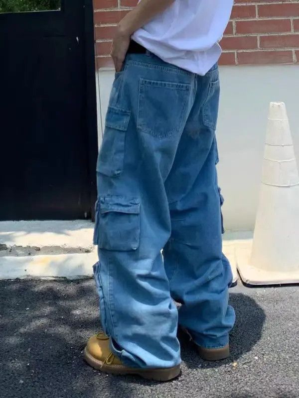 Japanese Brand Street vintage workwear multi-pocket baggy jeans Size US 32 / EU 48 - 3 Thumbnail