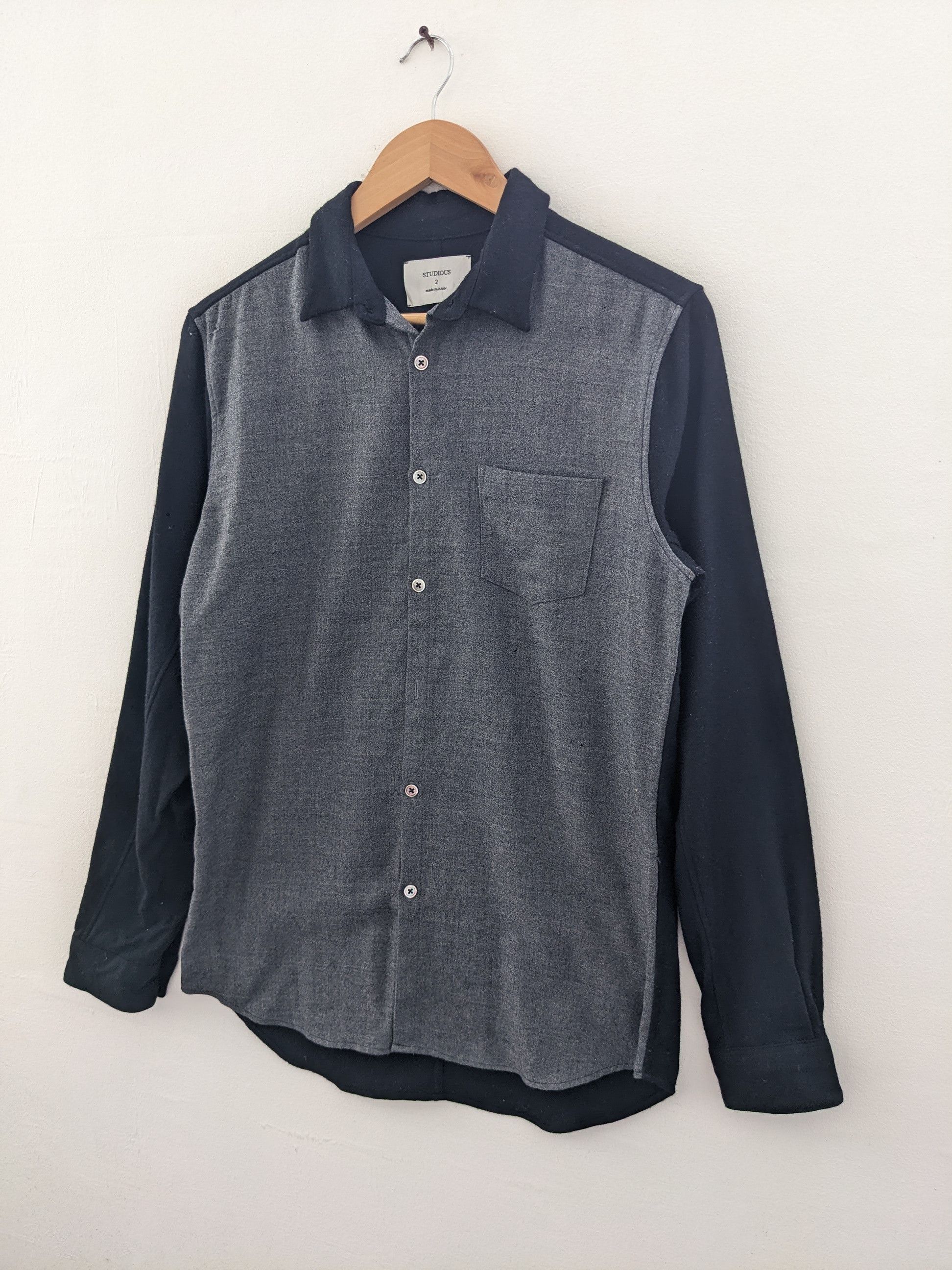 Japanese Brand × STUDIOUS × Vintage Vintage Studious Wool Shirt Button Up Size US S / EU 44-46 / 1 - 2 Thumbnail