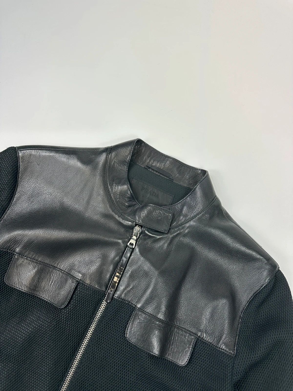 Prada Prada Milano FW1999 Black Mesh & Leather Jacket Size M / US 6-8 / IT 42-44 - 2 Thumbnail