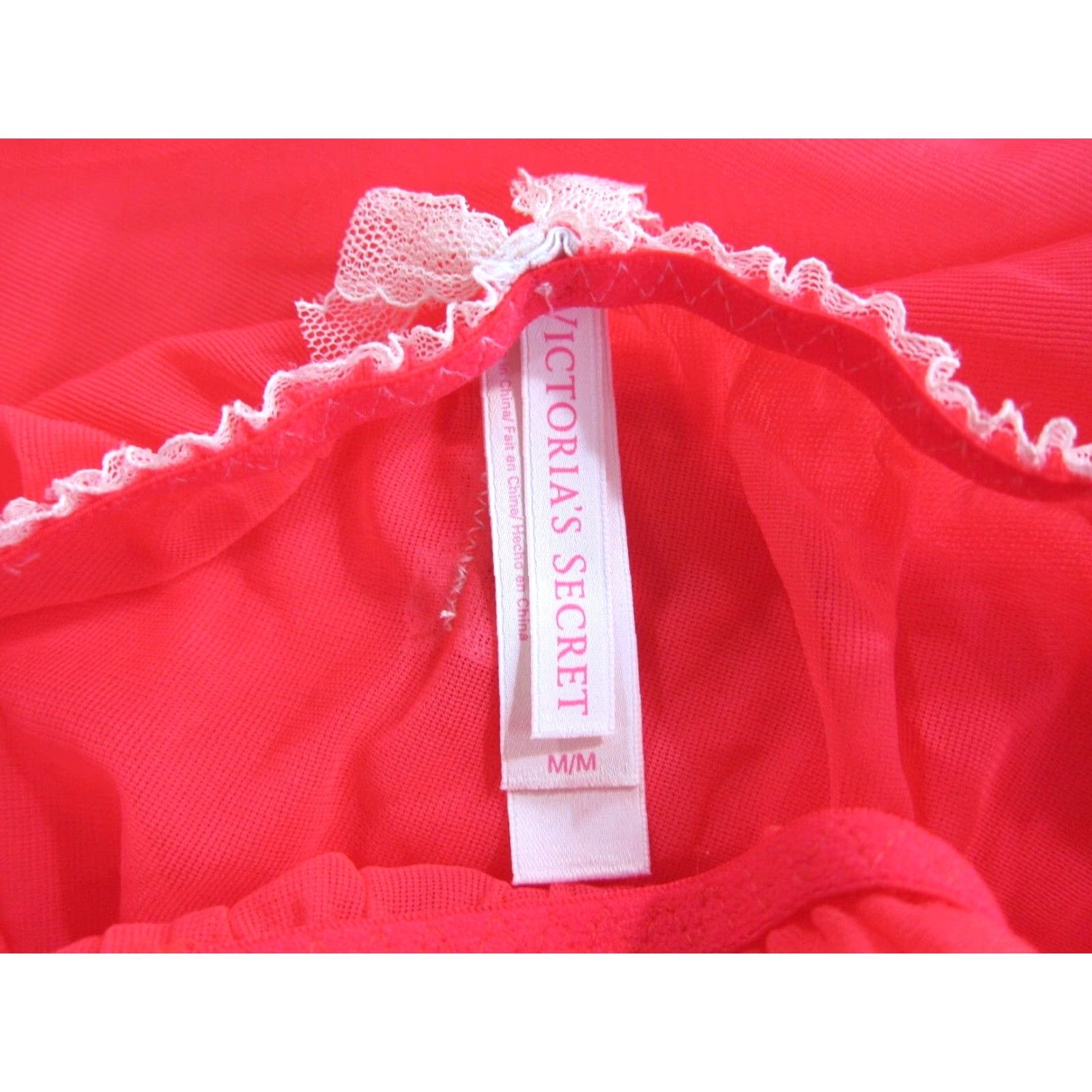 Victoria's Secret Victoria's Secret Neon Pink Sheer Lace Spaghetti Strap Lingerie Camisole Medium Size ONE SIZE - 3 Thumbnail